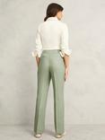 Hobbs Marietta Pure Linen Twill Trousers, Sage Green, Sage Green