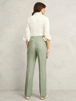 Hobbs Marietta Pure Linen Twill Trousers, Sage Green - view 2, Sage Green