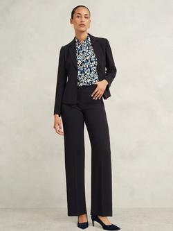 Hobbs Petite Mel Wide Leg Trousers, Navy, Navy