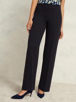 Hobbs Petite Mel Wide Leg Trousers, Navy - view 2, Navy