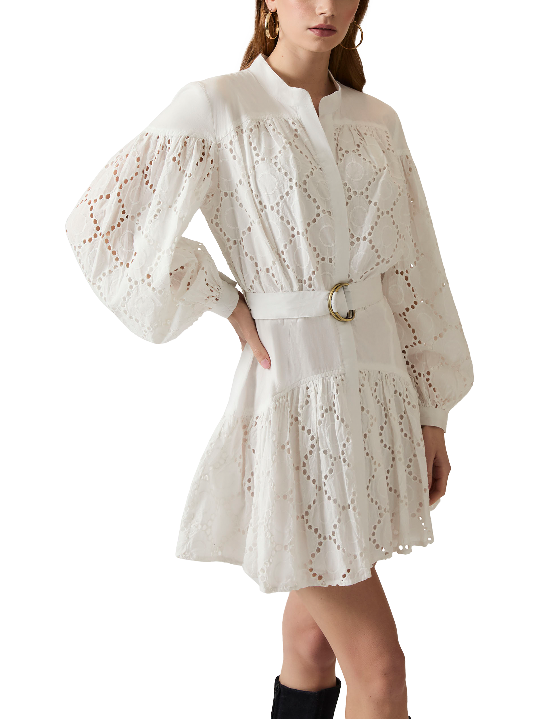Product image 5 of 7, which shows James Lakeland Broderie Anglaise Embroidered Dress, White, 8