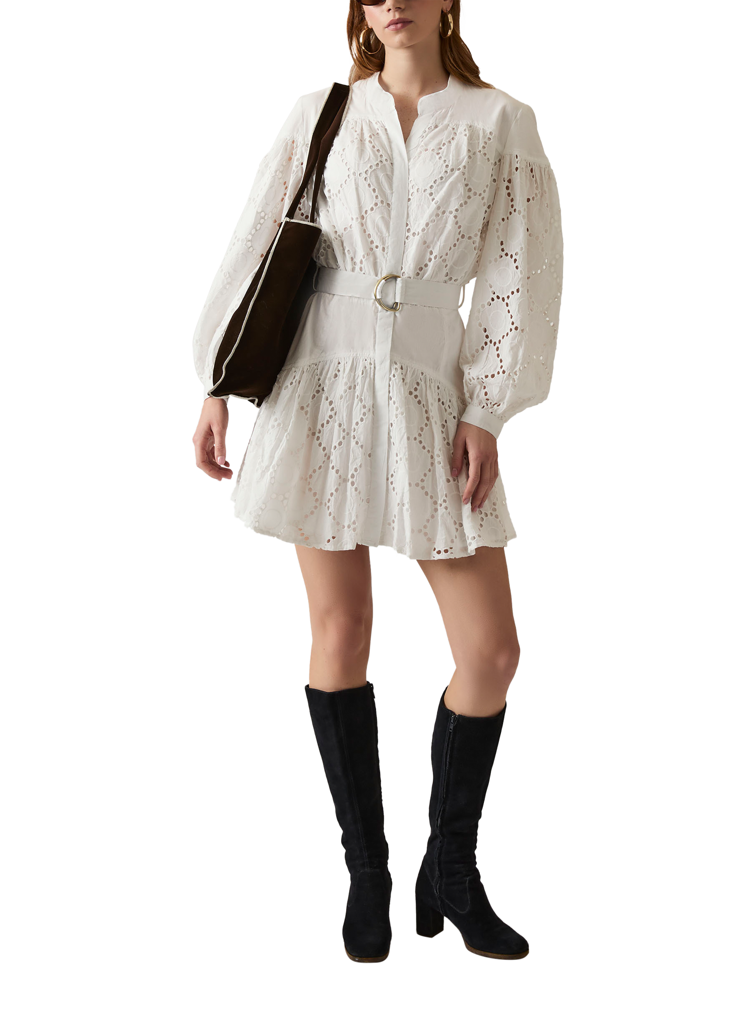 Product image 6 of 7, which shows James Lakeland Broderie Anglaise Embroidered Dress, White, 8