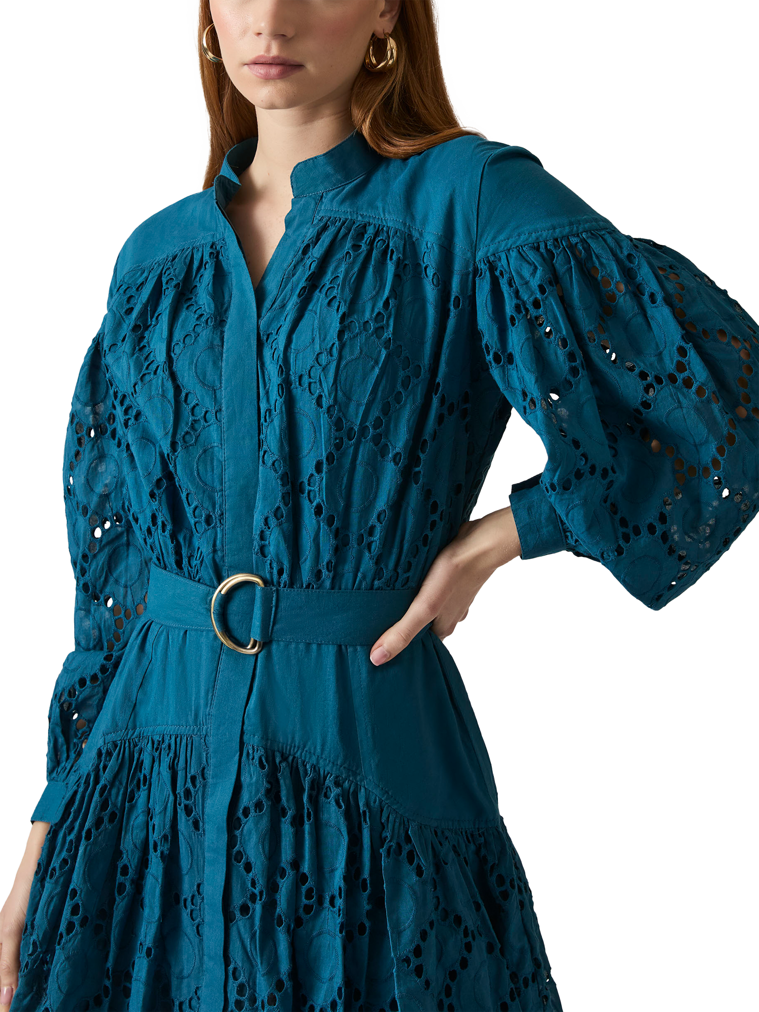 Product image 3 of 7, which shows James Lakeland Broderie Anglaise Embroidered Dress, Navy, 10