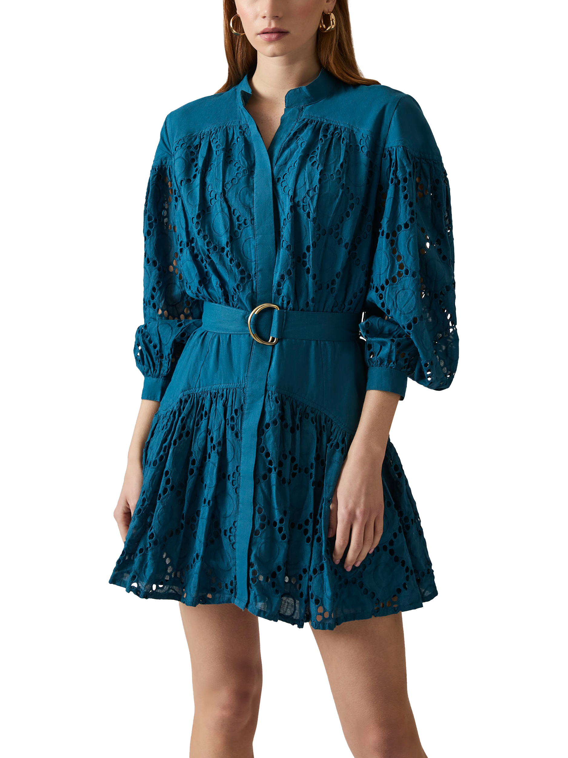 Product image 5 of 7, which shows James Lakeland Broderie Anglaise Embroidered Dress, Navy, 10