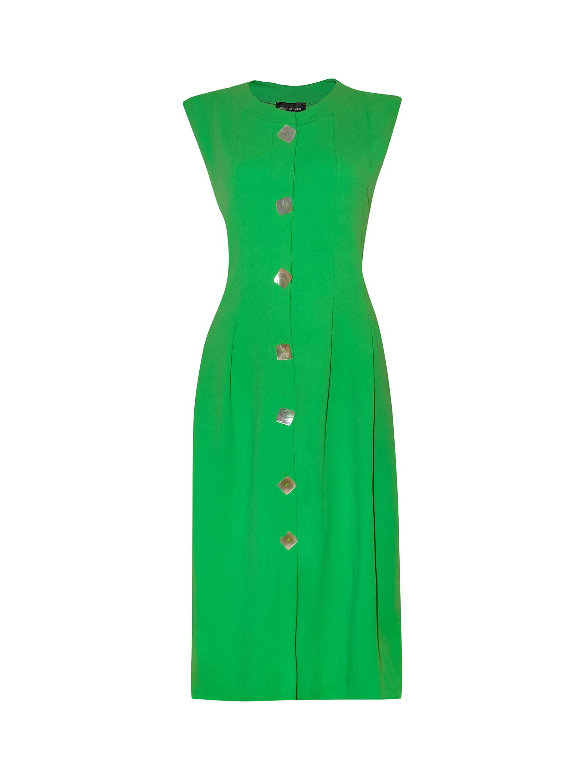 Product image 6 of 6, which shows James Lakeland Mother of Pearl Button Sleeveless Dress, Green, 8