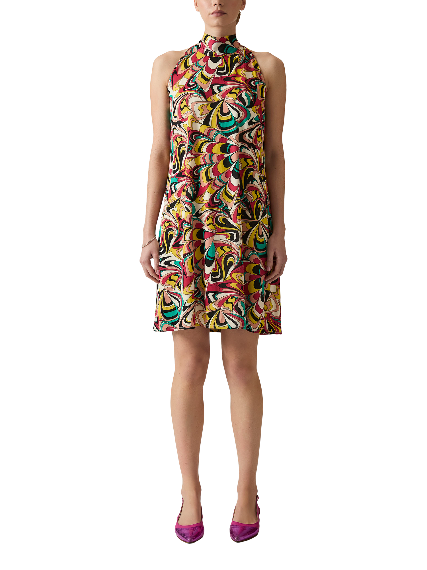 Product image 1 of 7, which shows James Lakeland Geometric Halterneck Dress, Multi, 8
