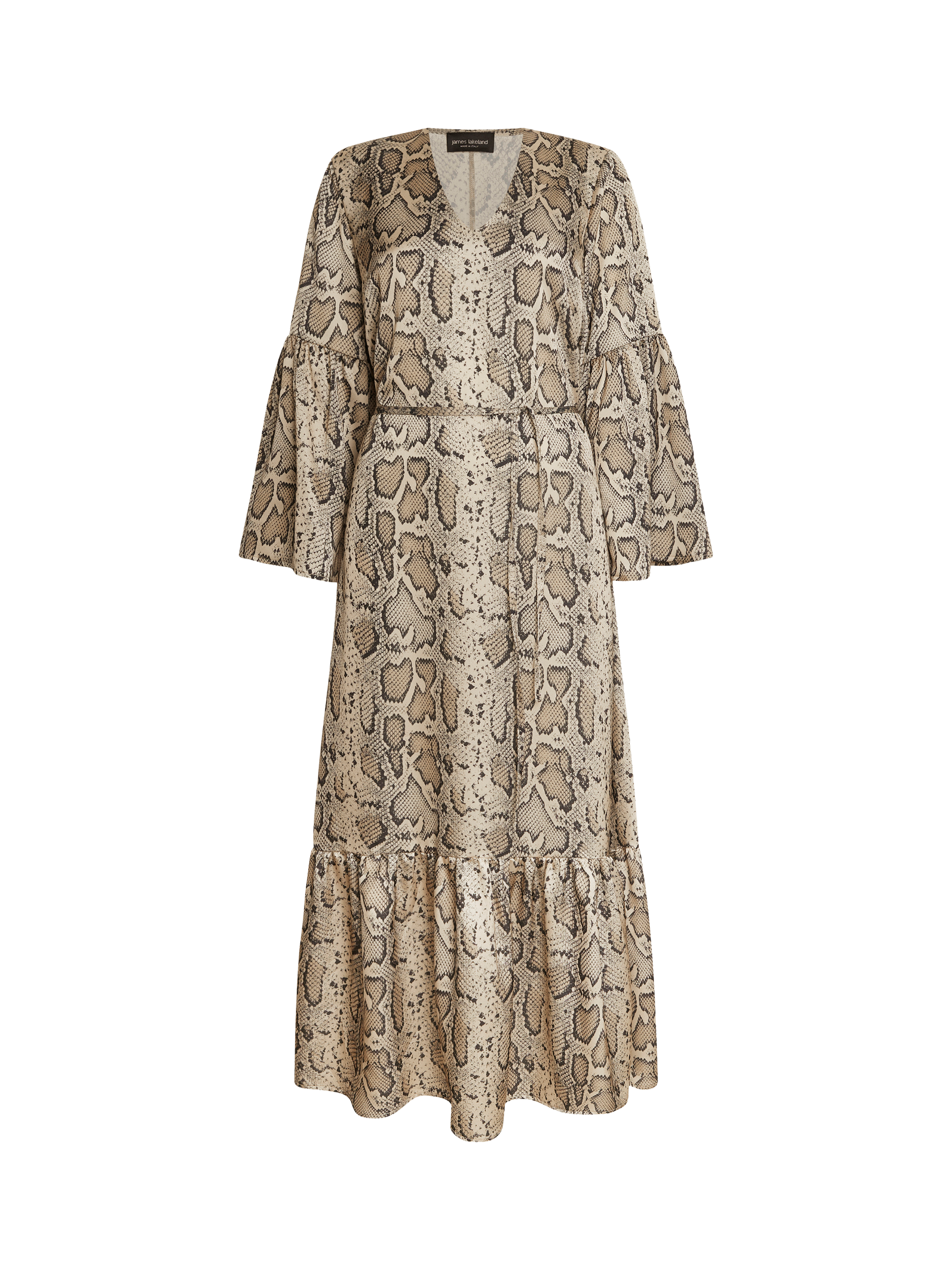 Product image 6 of 6, which shows James Lakeland Snake Print Belted Dress, Brown/Beige, 8