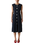 James Lakeland Mother of Pearl Button Sleeveless Dress, Navy
