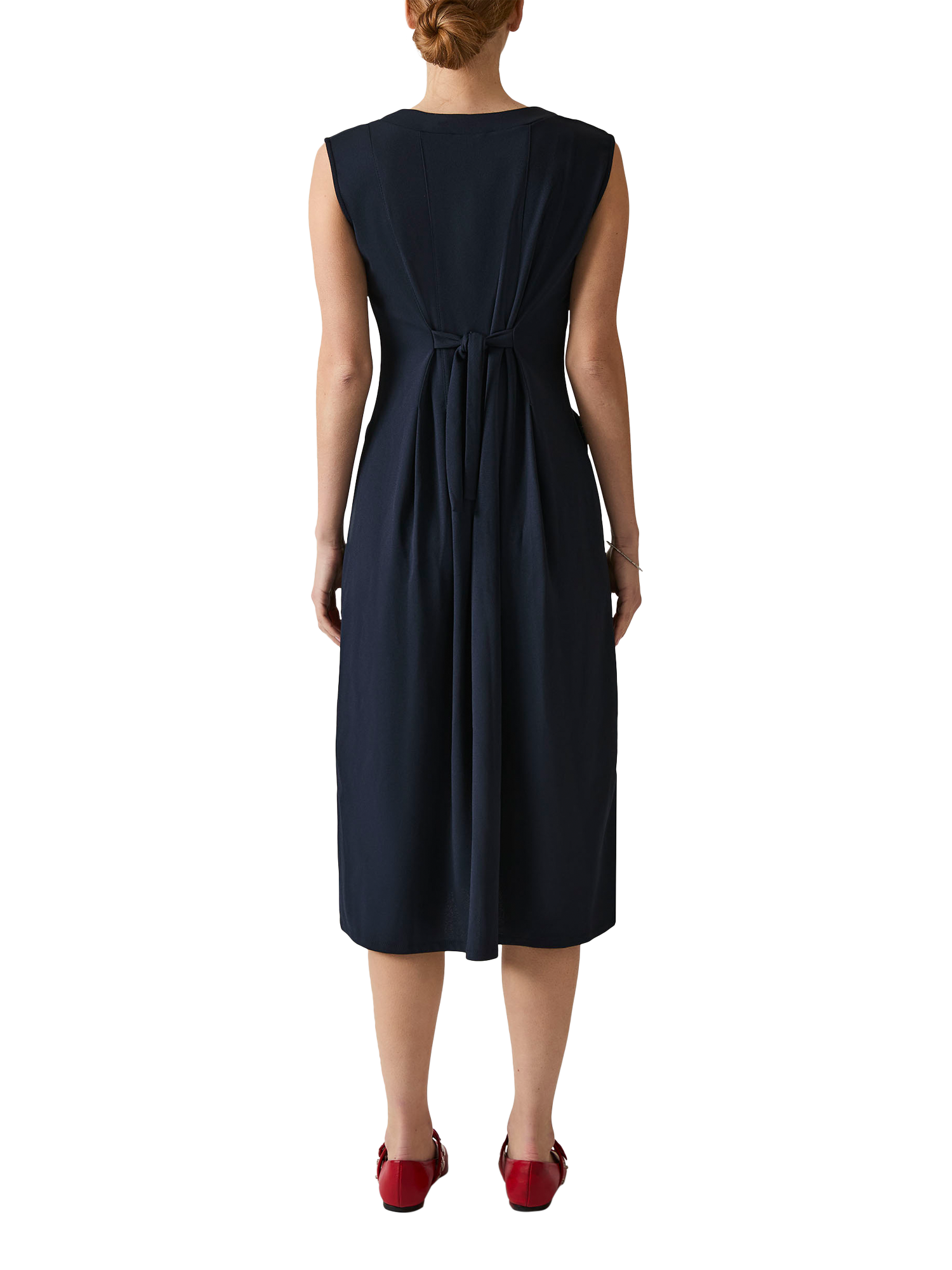 Product image 2 of 6, which shows James Lakeland Mother of Pearl Button Sleeveless Dress, Navy, 8