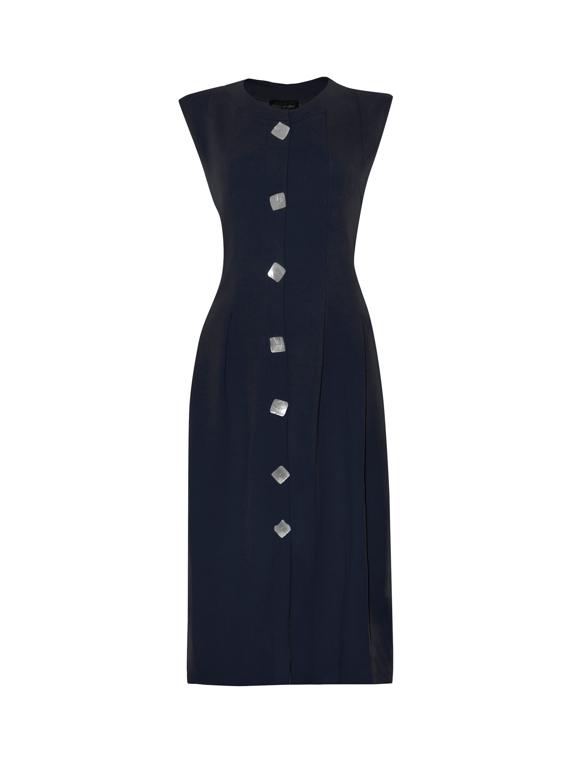 Product image 6 of 6, which shows James Lakeland Mother of Pearl Button Sleeveless Dress, Navy, 8