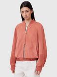 AllSaints Dana Pure Suede Bomber Jacket, Mid Red