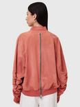AllSaints Dana Pure Suede Bomber Jacket, Mid Red