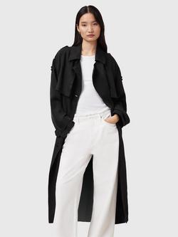 AllSaints Linnie Belted Trench Coat, Black, Black