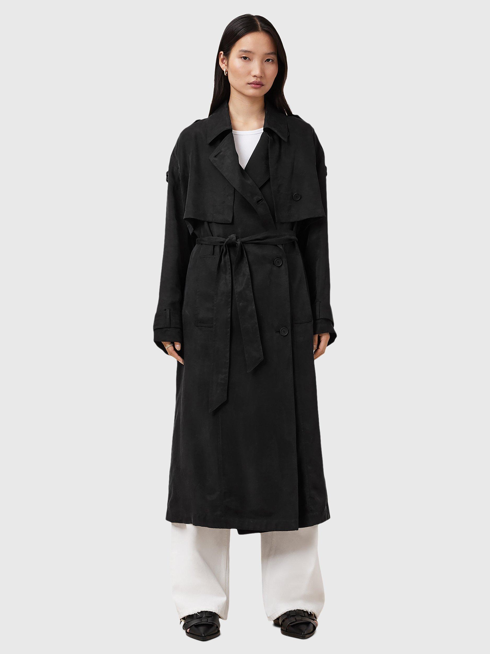 Product image 3 of 11, which shows AllSaints Linnie Belted Trench Coat, Black, L