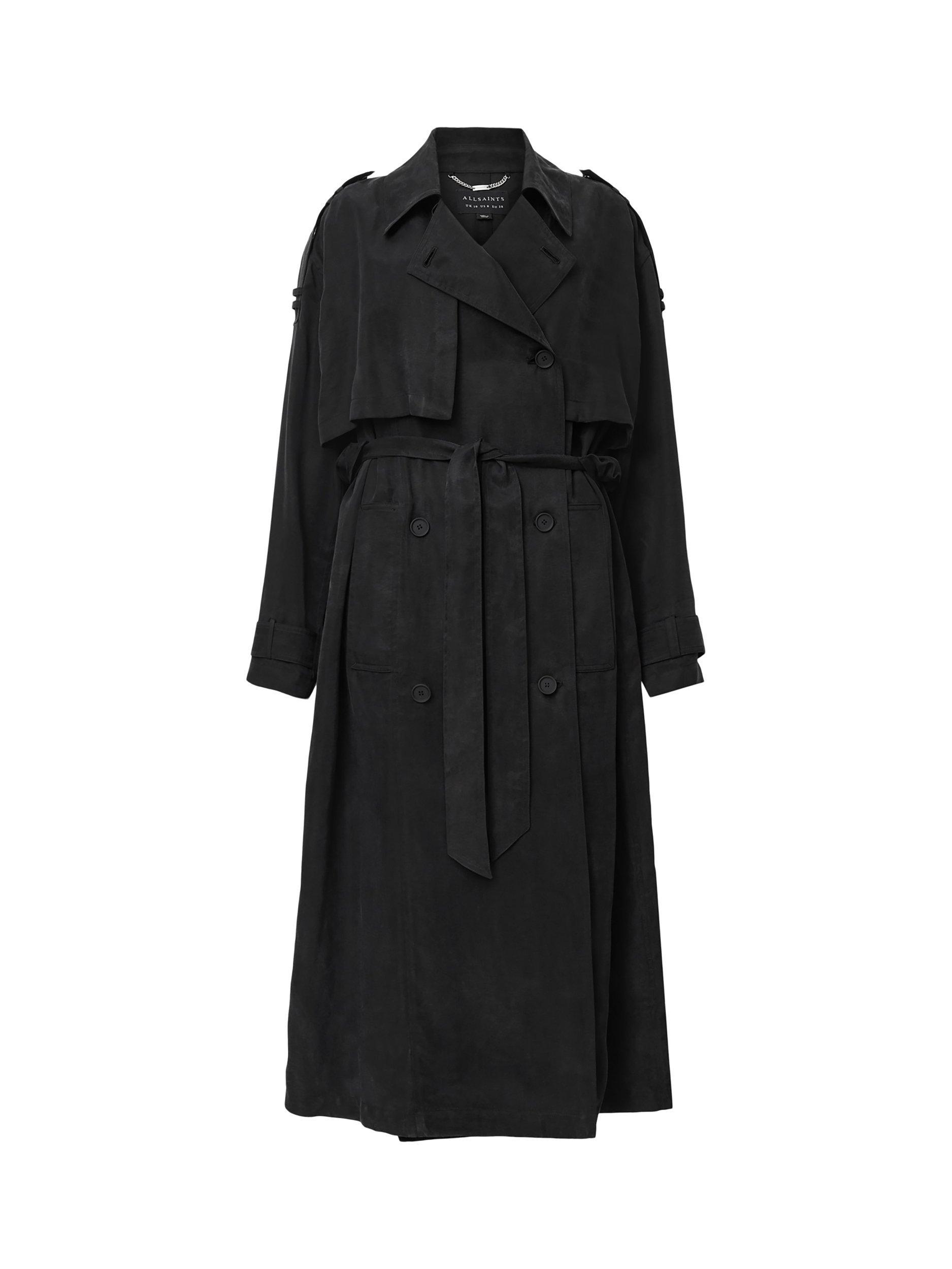 Product image 4 of 11, which shows AllSaints Linnie Belted Trench Coat, Black, L
