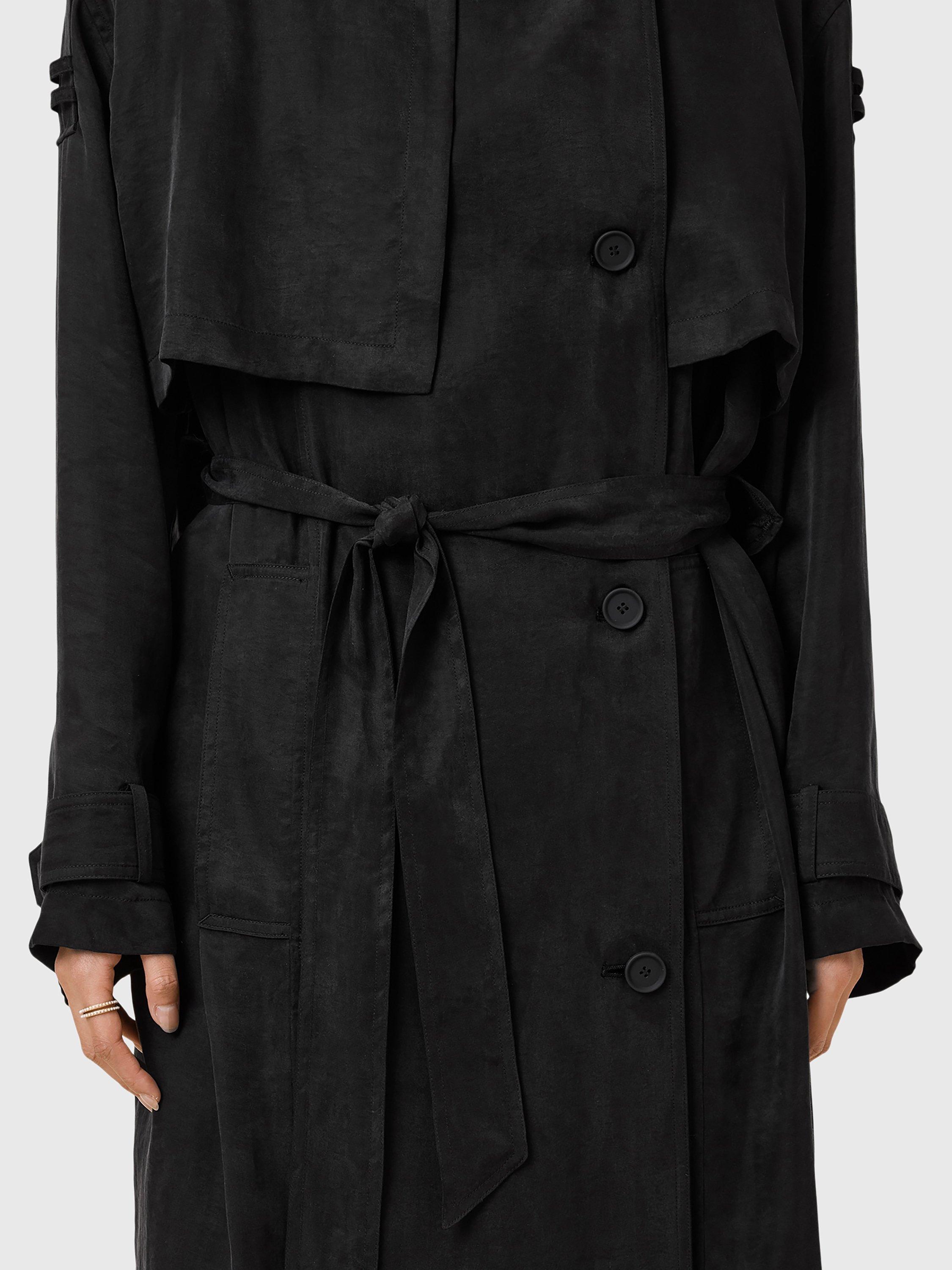Product image 10 of 11, which shows AllSaints Linnie Belted Trench Coat, Black, L