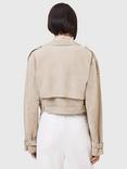 AllSaints Ophelia Suede Cropped Belted Jacket, Silver Birch Grey