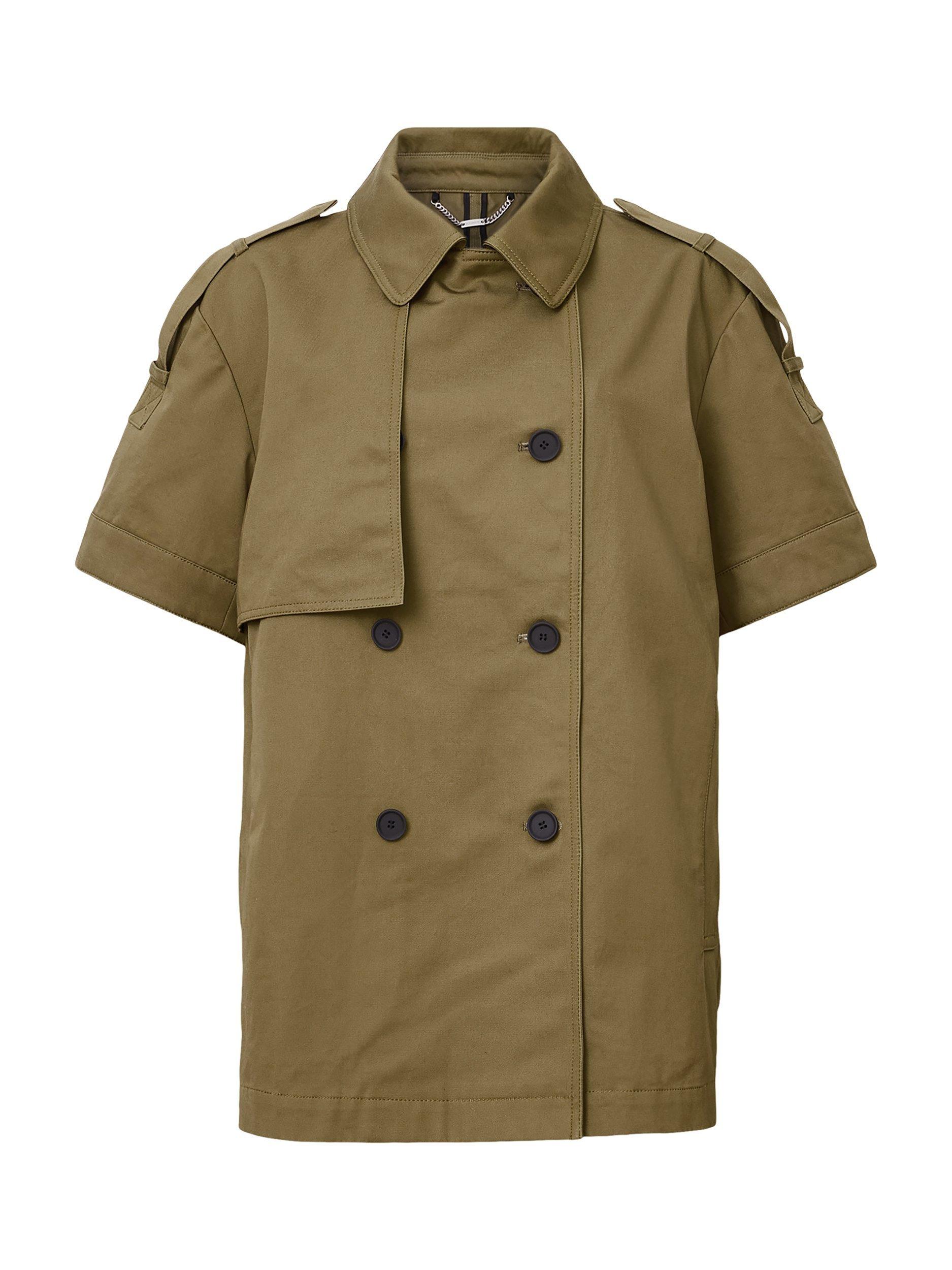Product image 4 of 9, which shows AllSaints Flow Double Breasted Short Sleeve Trench Coat, Khaki Green, M