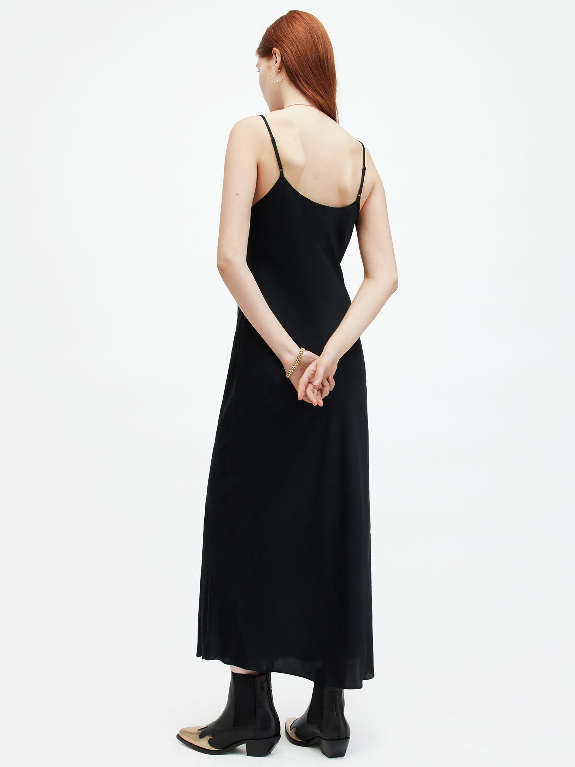 Product image 2 of 5, which shows AllSaints Bryony Strappy Slip Dress, Black Black, 8