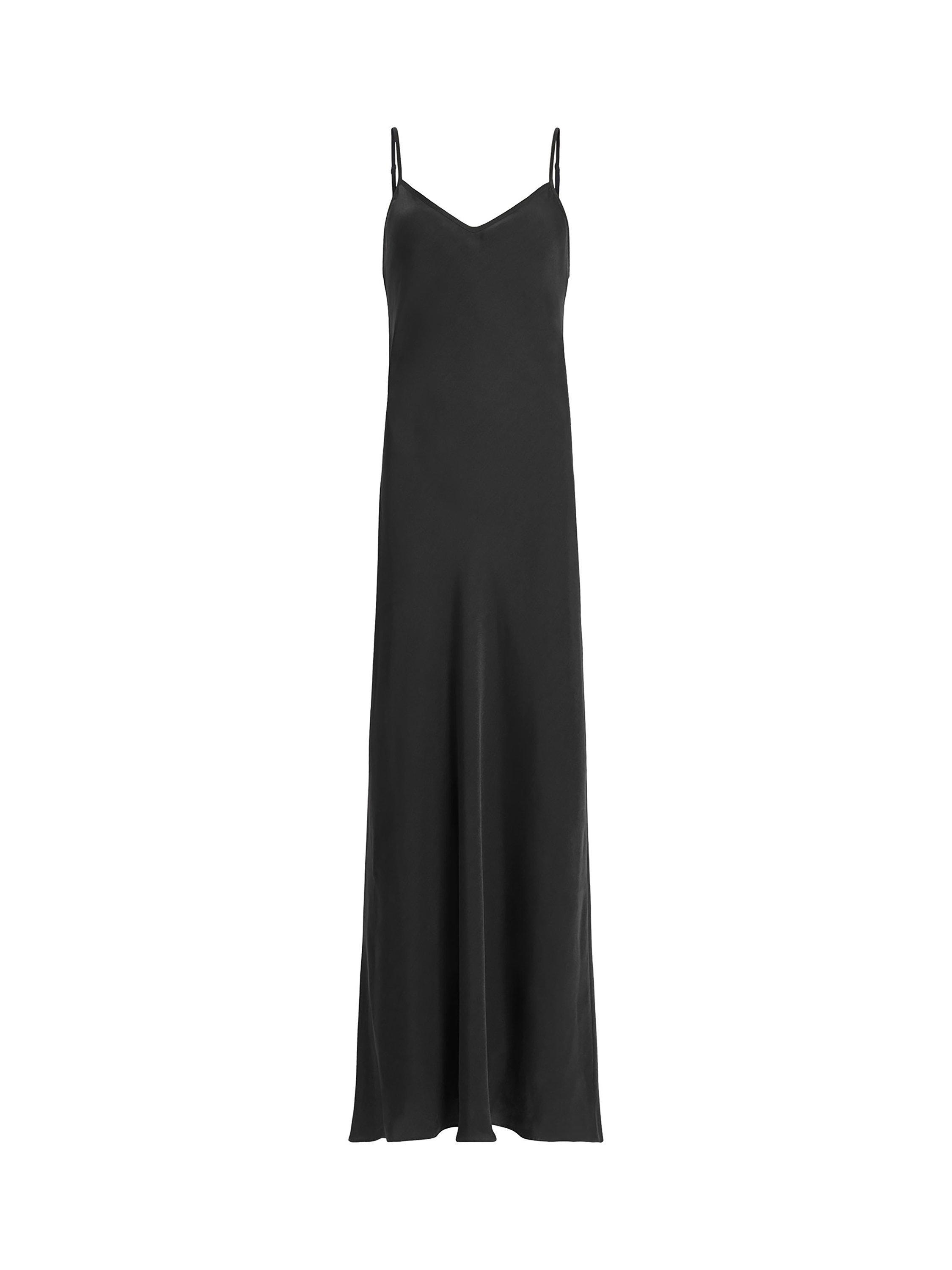 Product image 4 of 5, which shows AllSaints Bryony Strappy Slip Dress, Black Black, 8