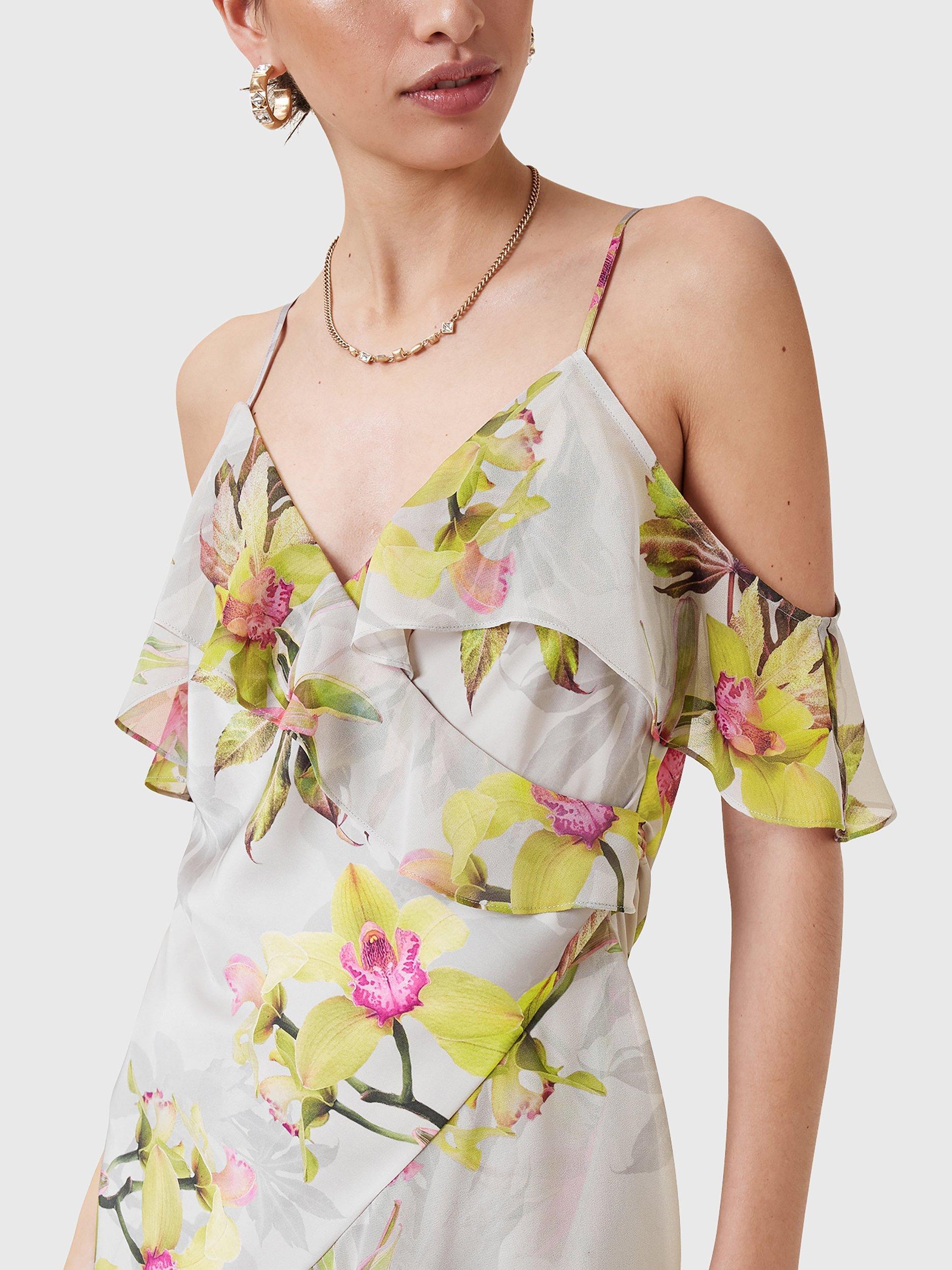 Product image 5 of 5, which shows AllSaints Grace Ruffle Floral Dress, Pink/Multi, 10