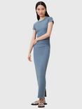 AllSaints Katarina Short Sleeve Organic Cotton Rich Dress, Mid Blue