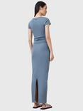 AllSaints Katarina Short Sleeve Organic Cotton Rich Dress, Mid Blue