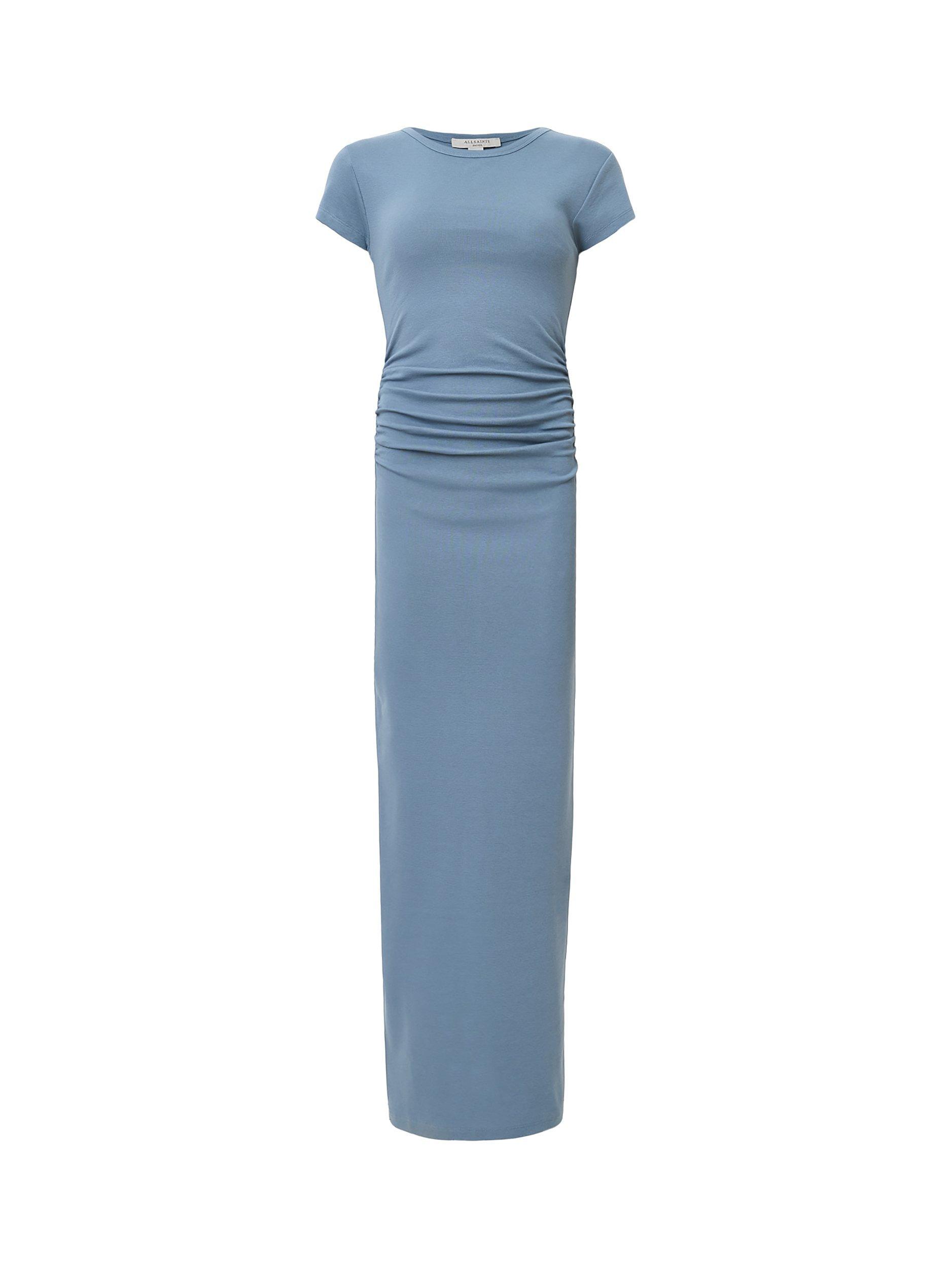 Product image 4 of 5, which shows AllSaints Katarina Short Sleeve Organic Cotton Rich Dress, Mid Blue, 6