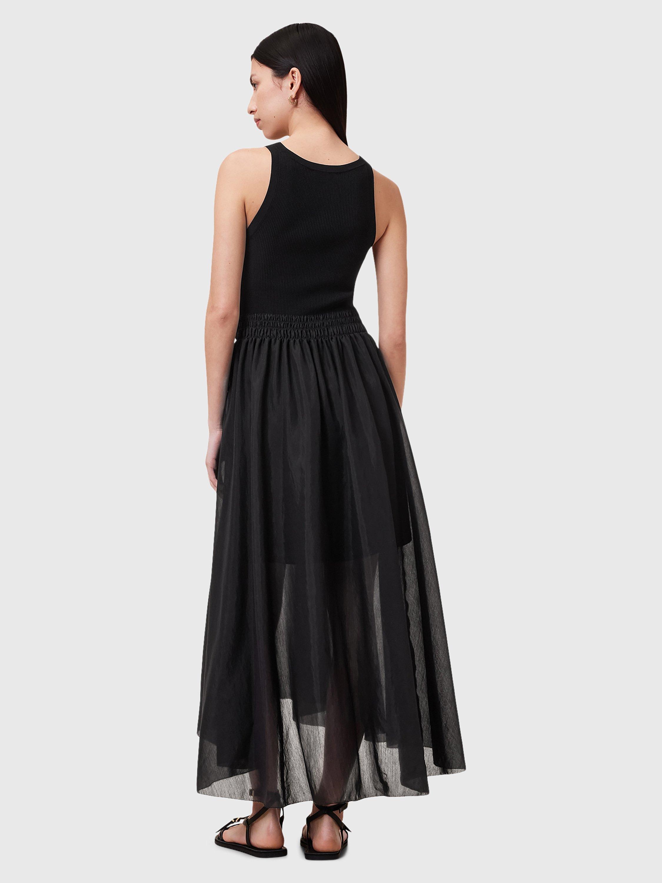 Product image 2 of 6, which shows AllSaints Zenia Sleeveless Midi Dress, Black, XS