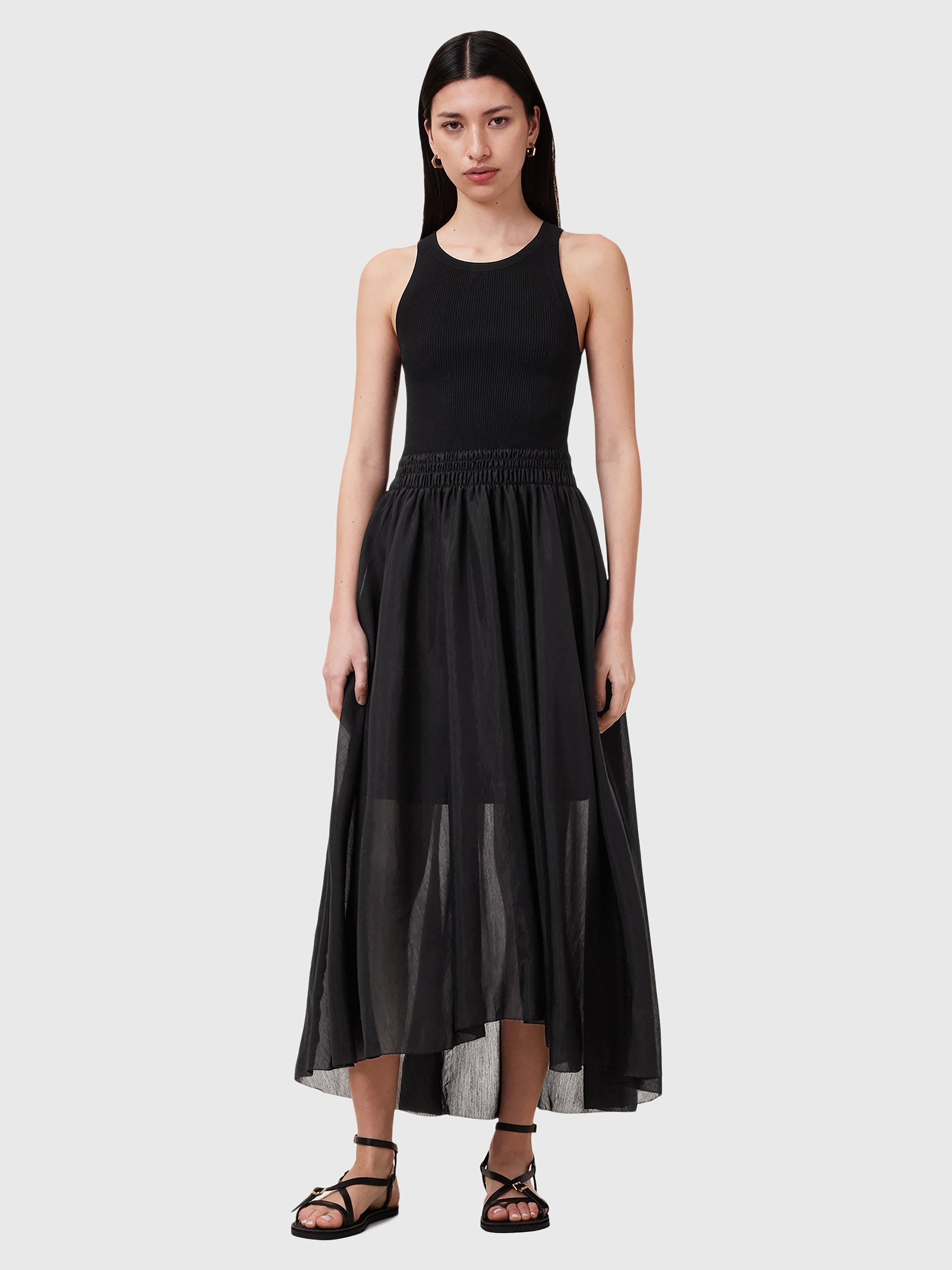 Product image 3 of 6, which shows AllSaints Zenia Sleeveless Midi Dress, Black, XS