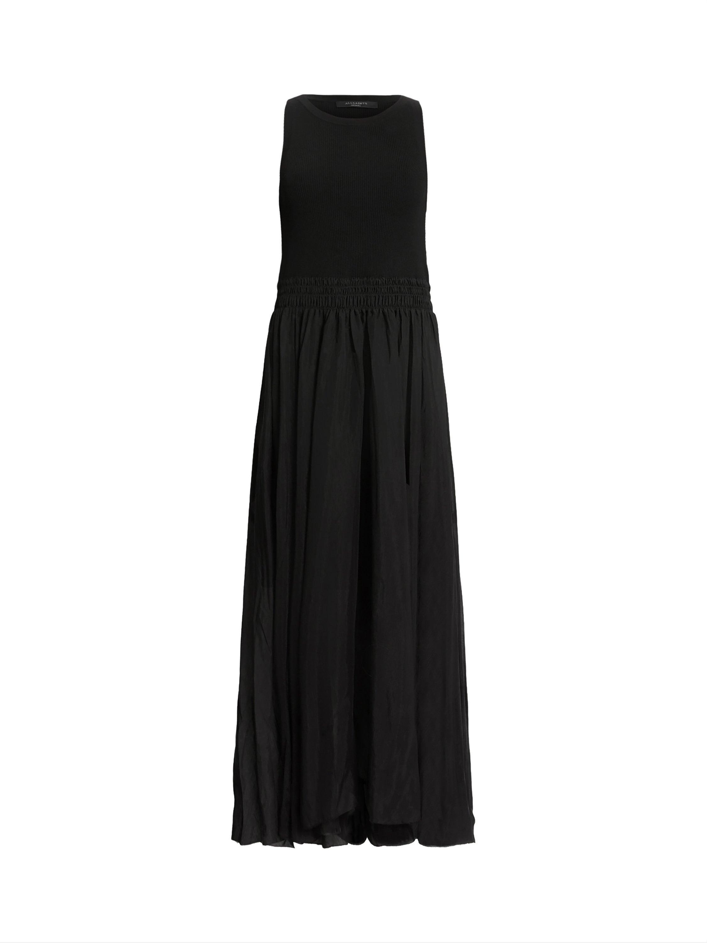 Product image 4 of 6, which shows AllSaints Zenia Sleeveless Midi Dress, Black, XS