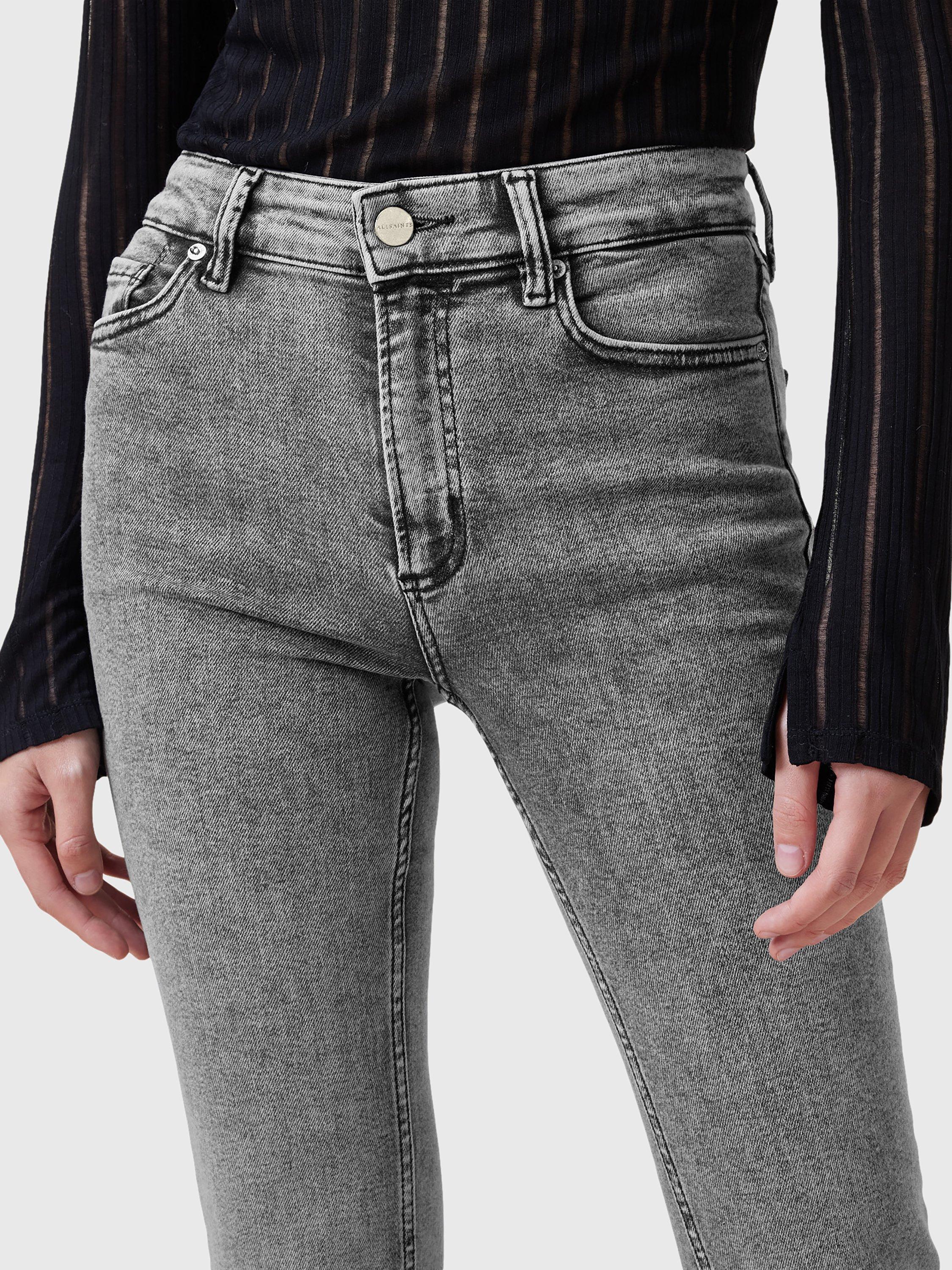 Product image 5 of 8, which shows AllSaints Haldan Slim Fit Bootcut Jeans, Grey Mid, 25