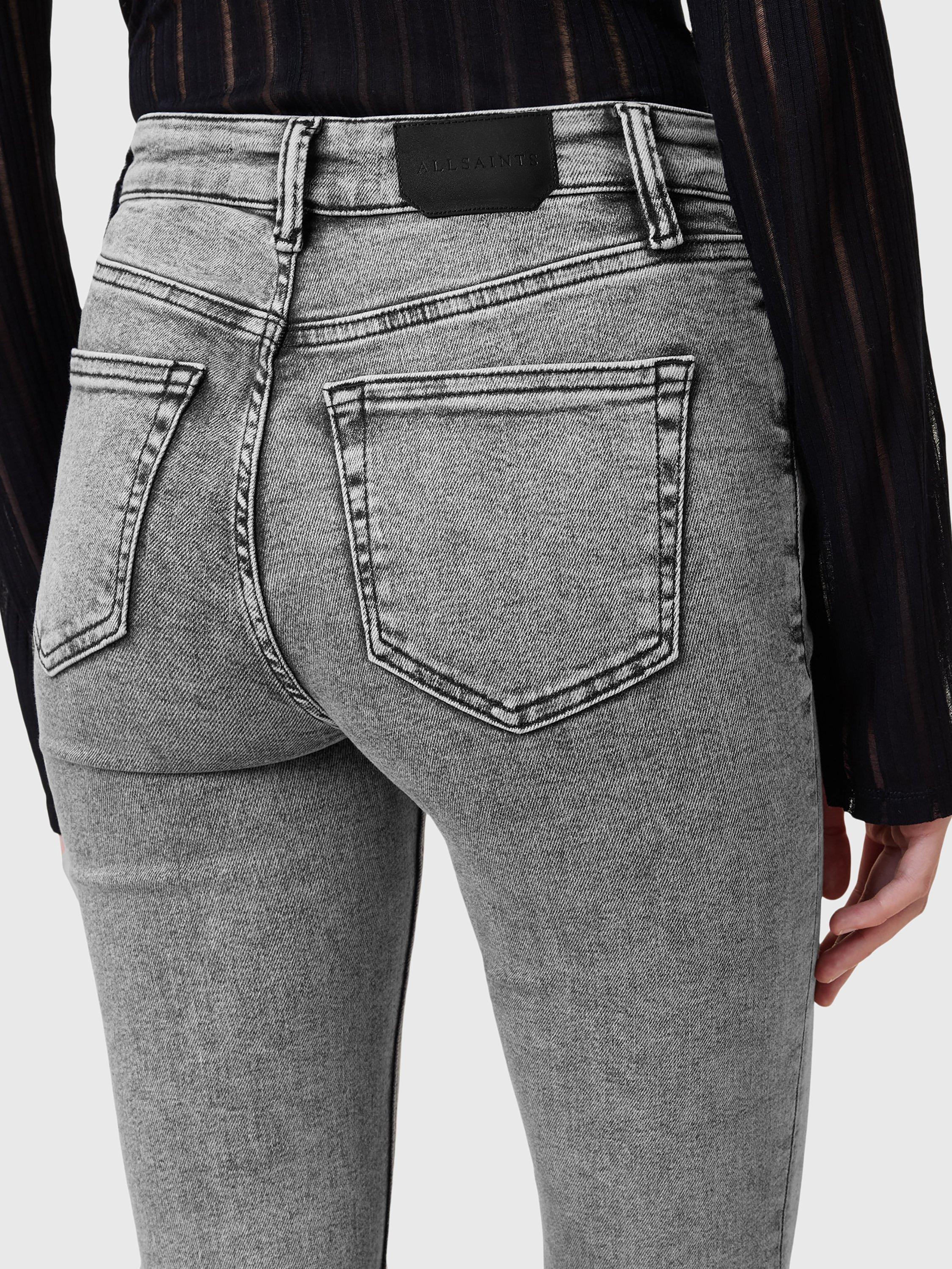 Product image 6 of 8, which shows AllSaints Haldan Slim Fit Bootcut Jeans, Grey Mid, 25