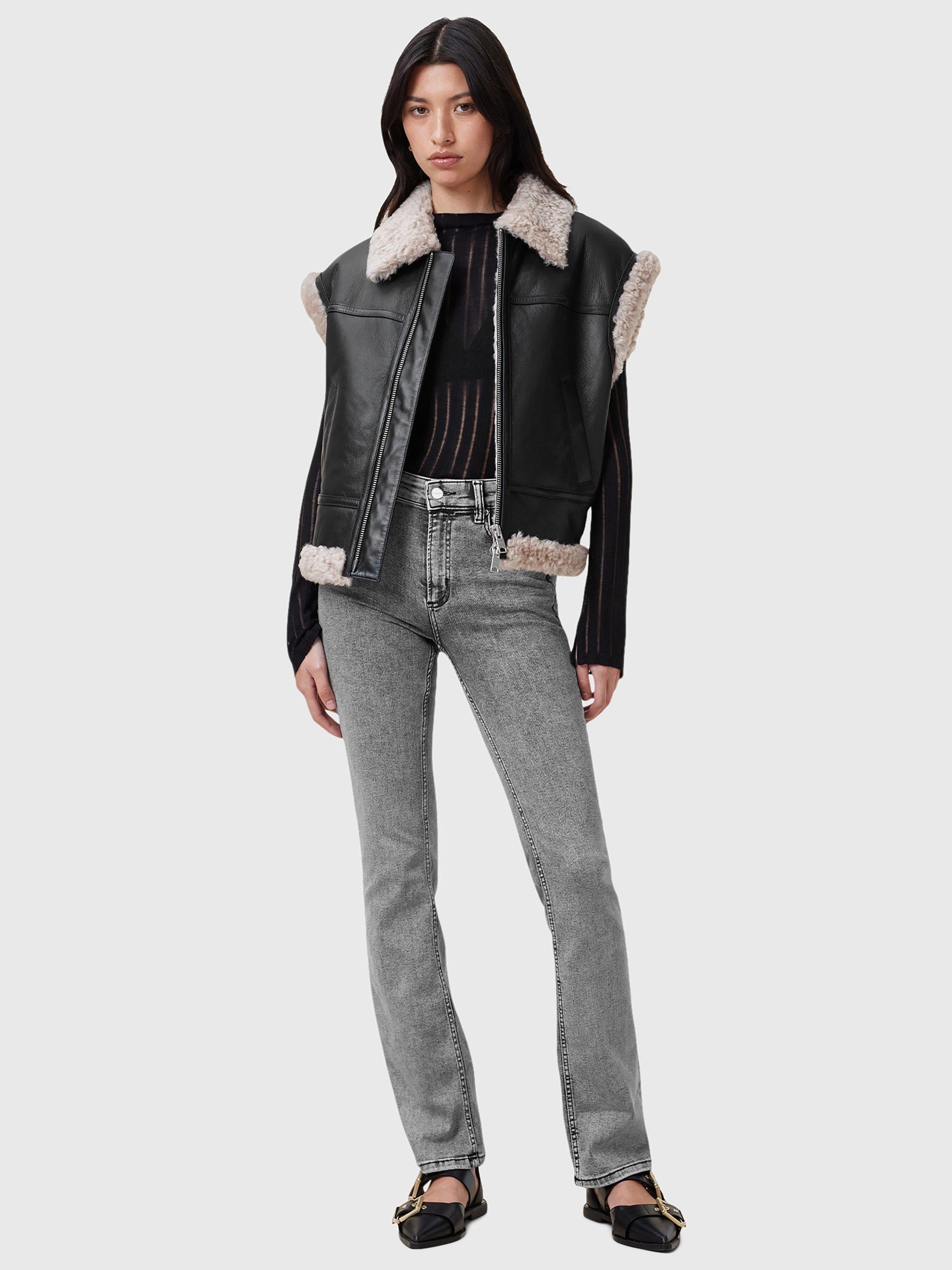 Product image 8 of 8, which shows AllSaints Haldan Slim Fit Bootcut Jeans, Grey Mid, 25