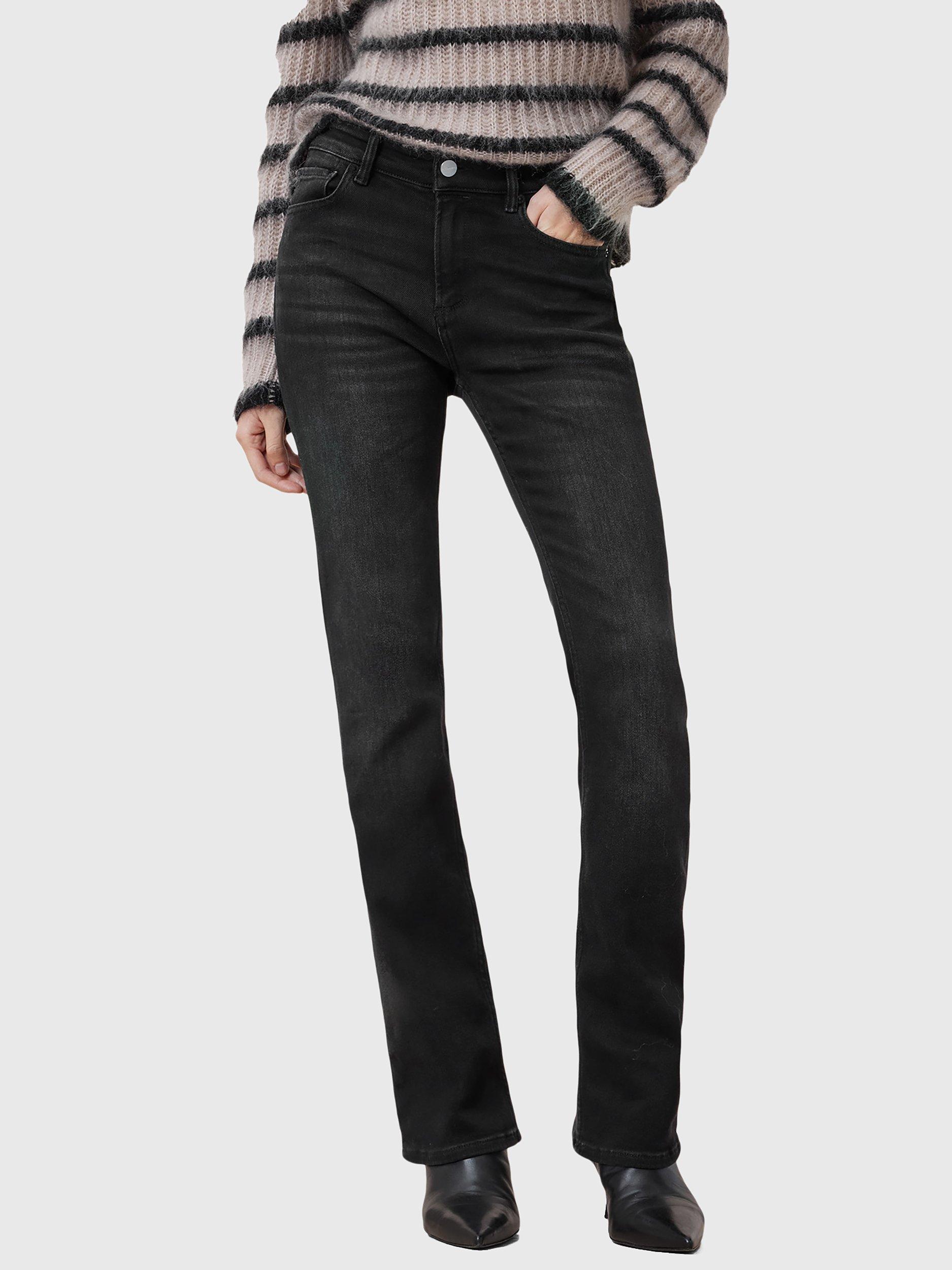 Product image 1 of 8, which shows AllSaints Haldan Slim Organic Cotton Rich Bootcut Jeans, Washed Black, 25