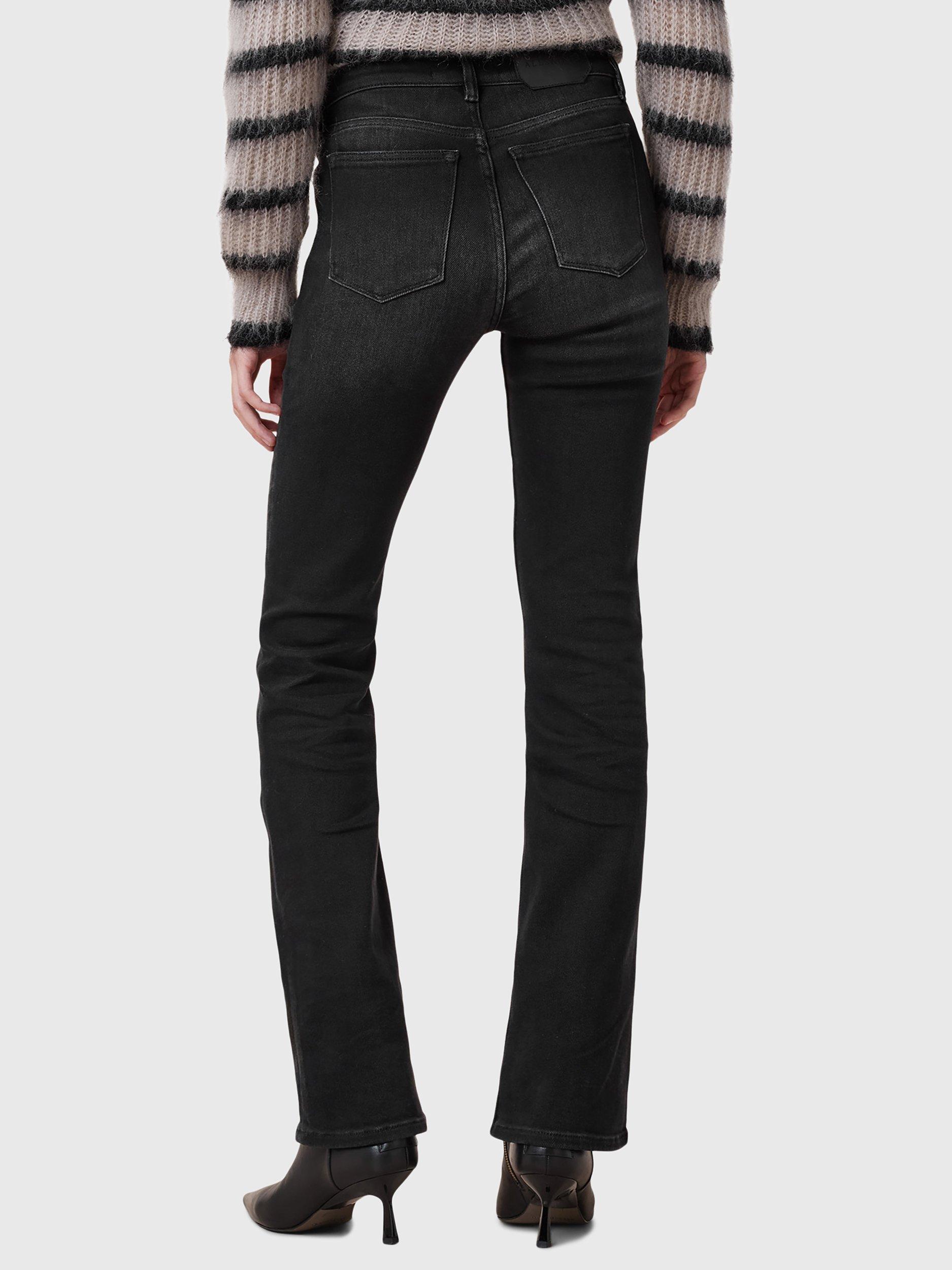 Product image 2 of 8, which shows AllSaints Haldan Slim Organic Cotton Rich Bootcut Jeans, Washed Black, 25
