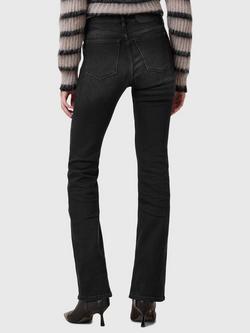 AllSaints Haldan Slim Organic Cotton Rich Bootcut Jeans, Washed Black - view 2, Washed Black