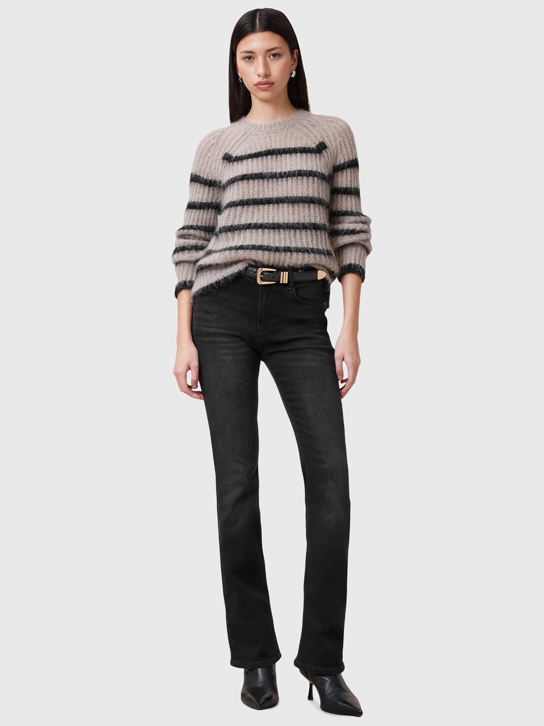 Product image 3 of 8, which shows AllSaints Haldan Slim Organic Cotton Rich Bootcut Jeans, Washed Black, 25