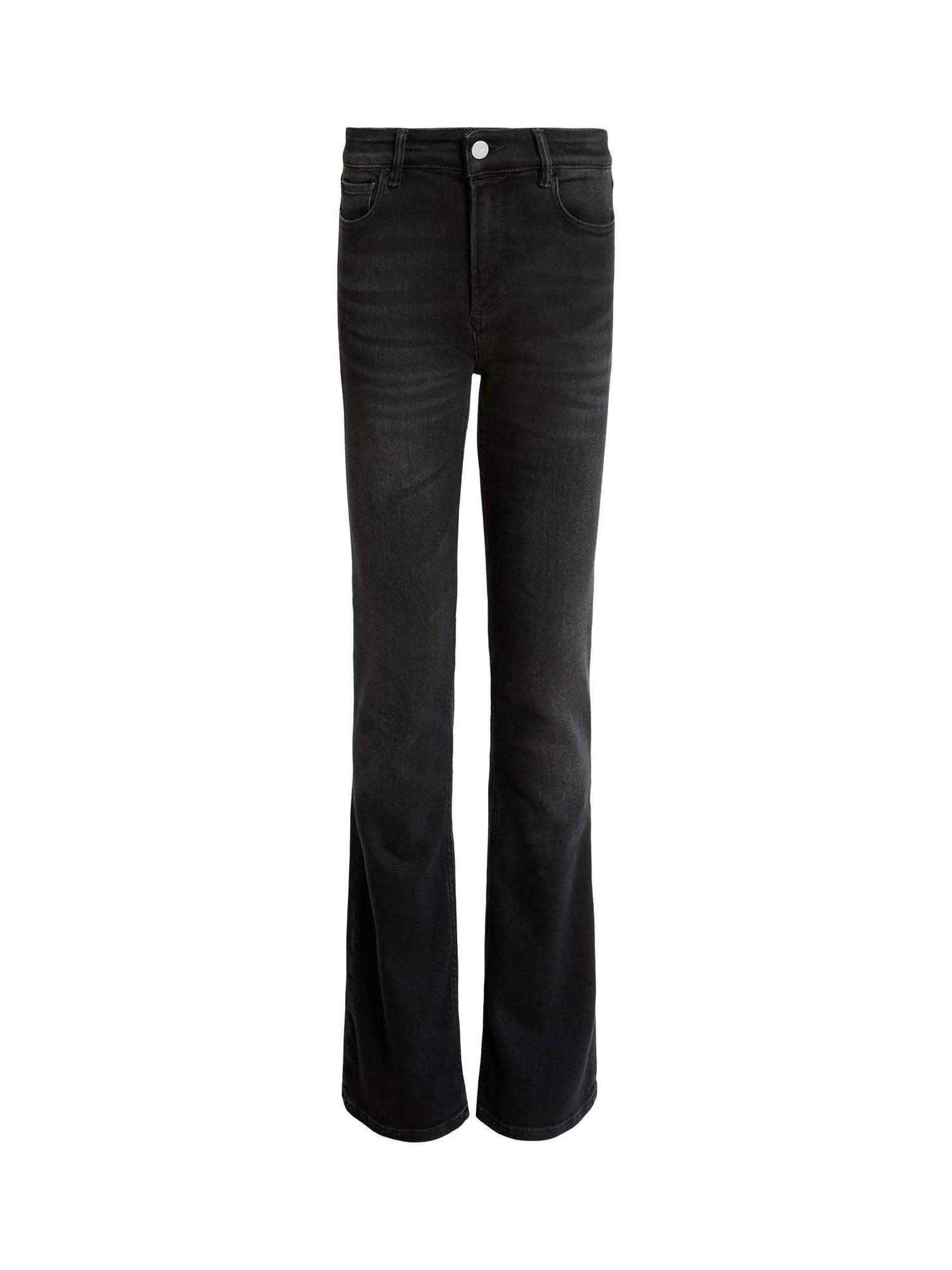 Product image 4 of 8, which shows AllSaints Haldan Slim Organic Cotton Rich Bootcut Jeans, Washed Black, 25