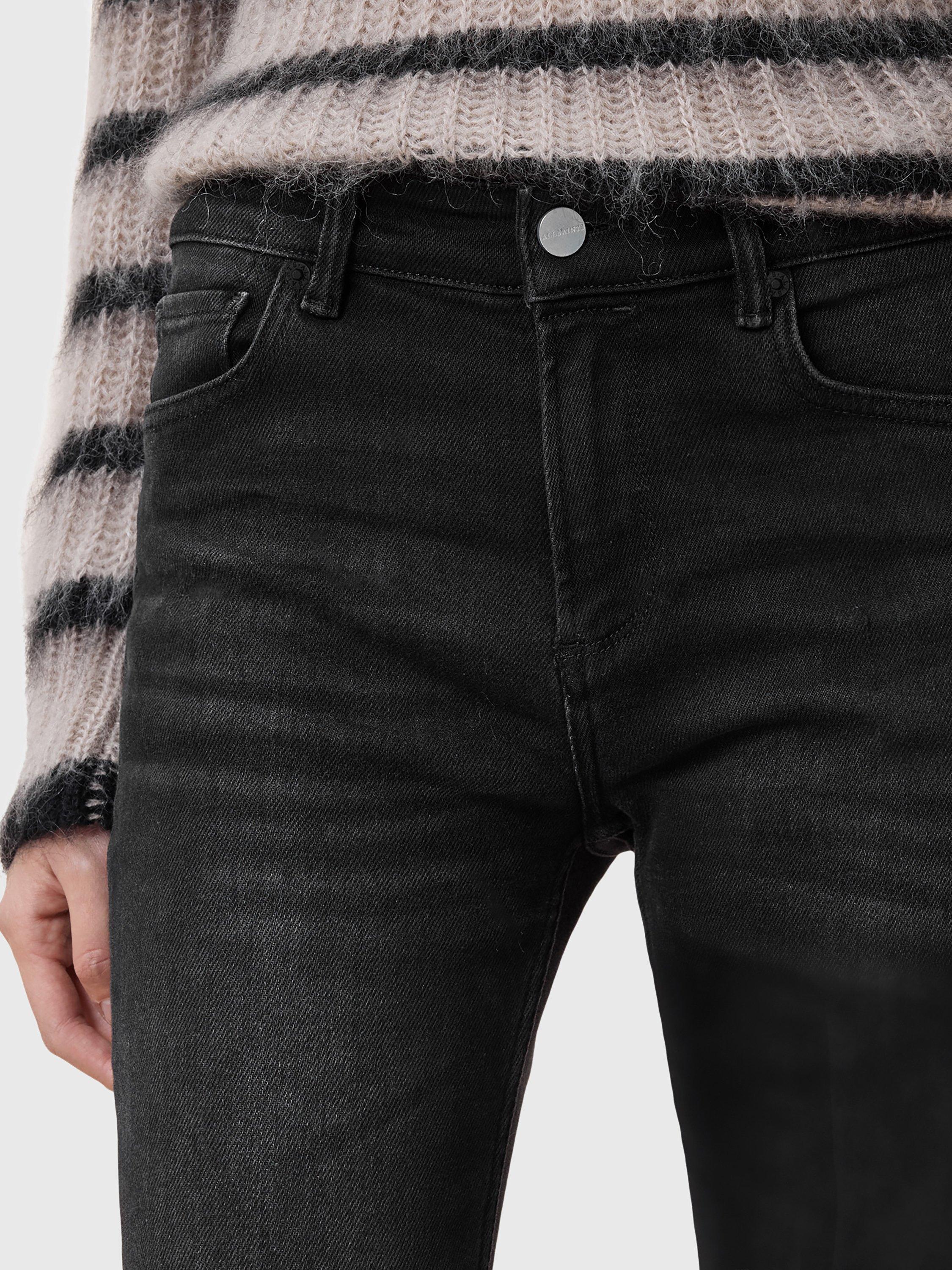 Product image 5 of 8, which shows AllSaints Haldan Slim Organic Cotton Rich Bootcut Jeans, Washed Black, 25