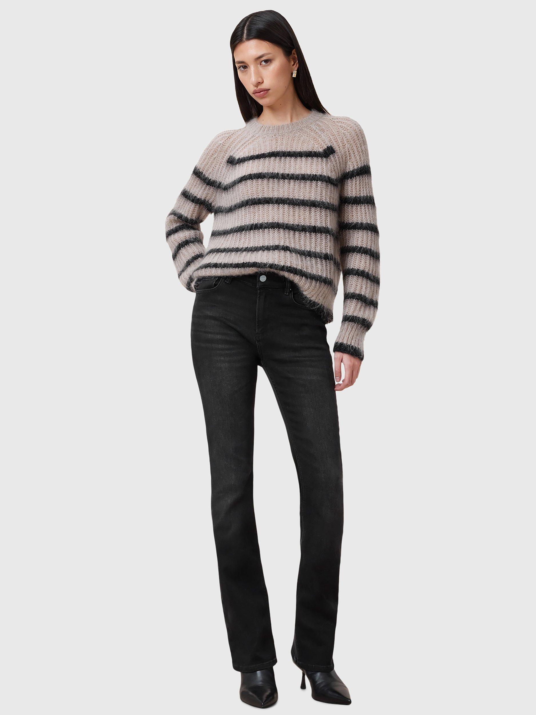 Product image 6 of 8, which shows AllSaints Haldan Slim Organic Cotton Rich Bootcut Jeans, Washed Black, 25