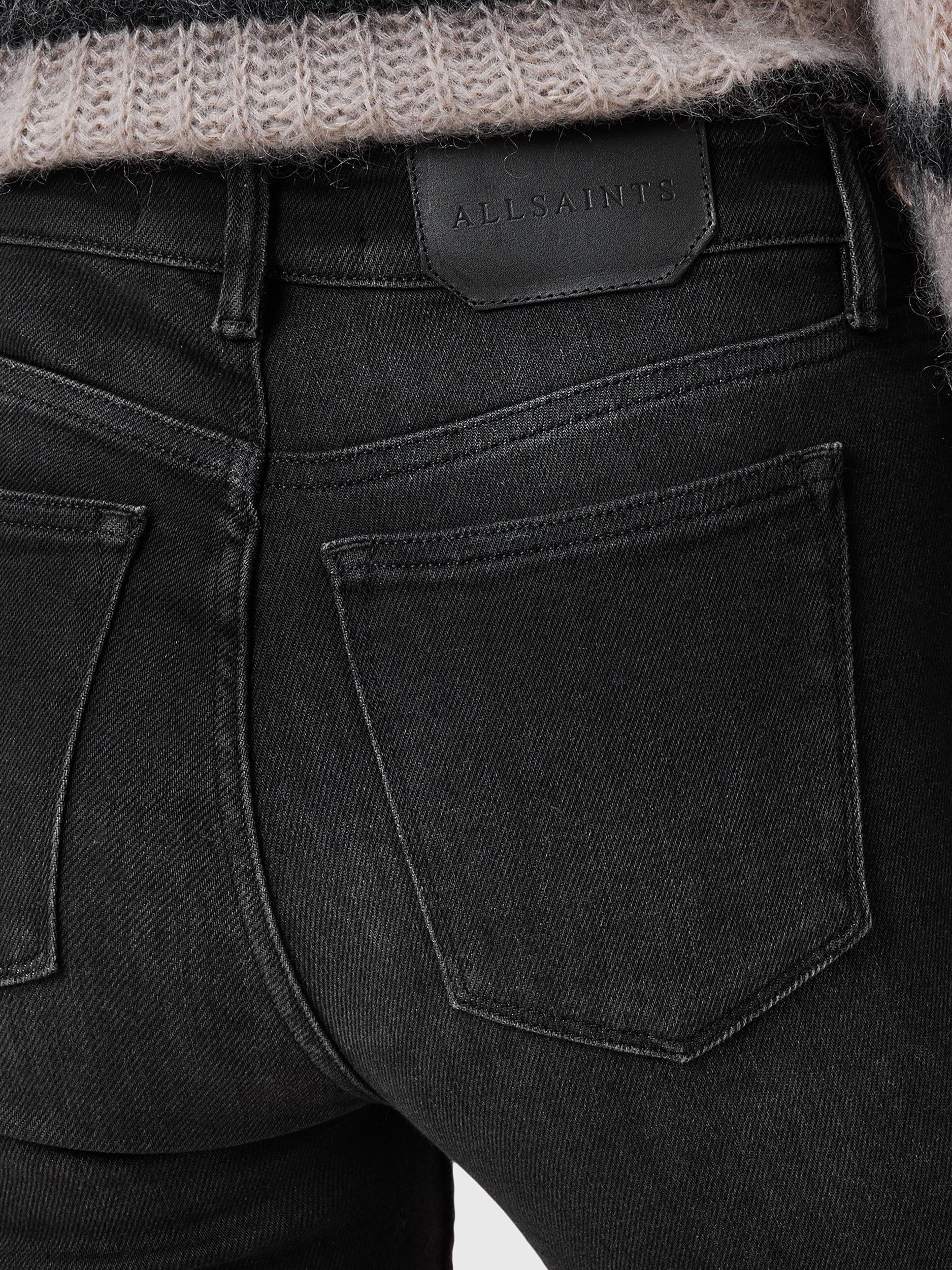 Product image 7 of 8, which shows AllSaints Haldan Slim Organic Cotton Rich Bootcut Jeans, Washed Black, 25