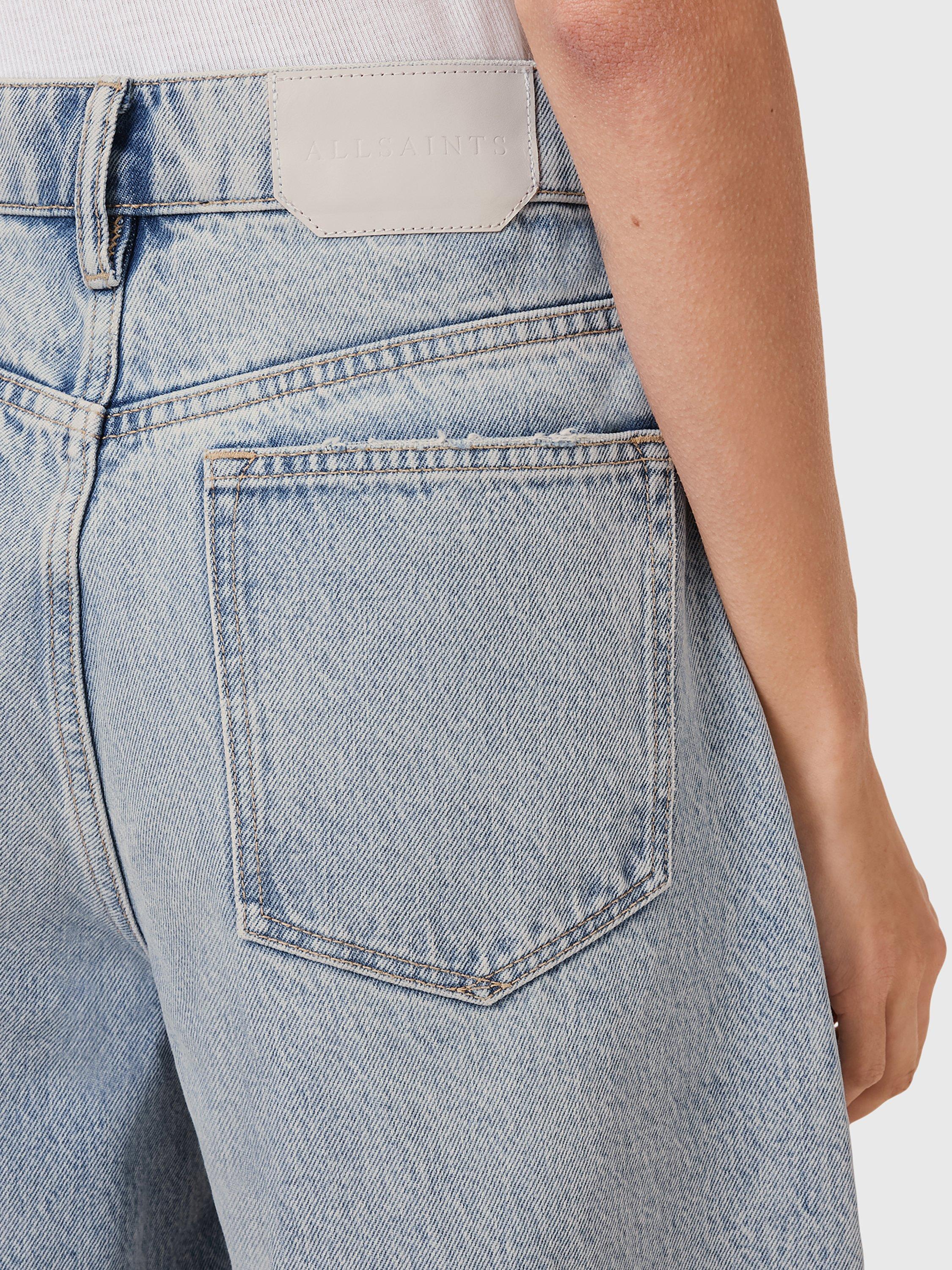 Product image 7 of 8, which shows AllSaints Louie Long Denim Shorts, Light Indigo, 25