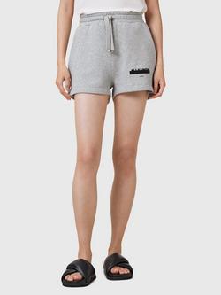 AllSaints Sorri Elasticated Drawstring High Waist Sweat Shorts, Grey Marl