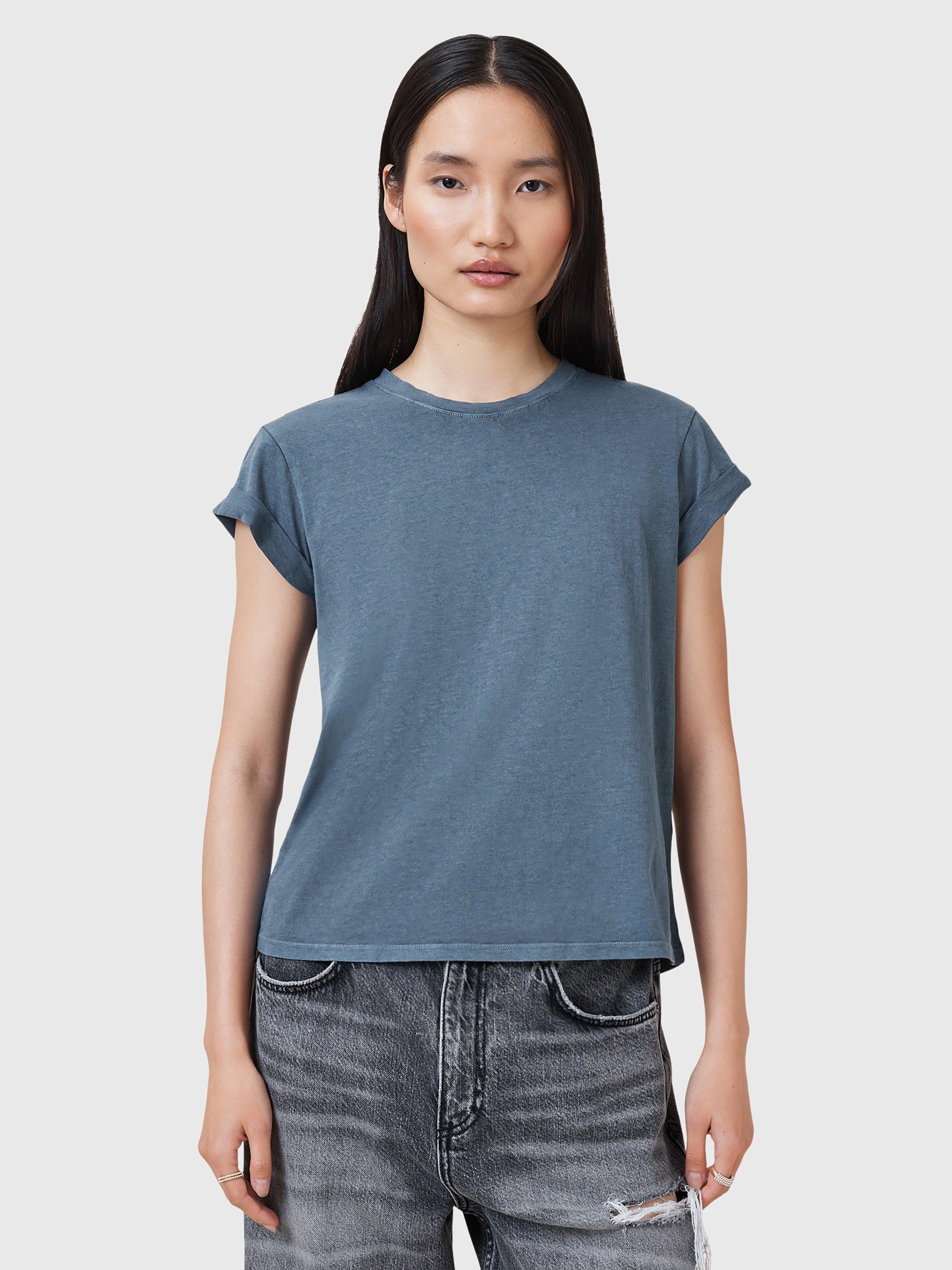 AllSaints Anna Pure Organic Cotton T-Shirt, Mid Blue