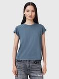 AllSaints Anna Pure Organic Cotton T-Shirt, Mid Blue