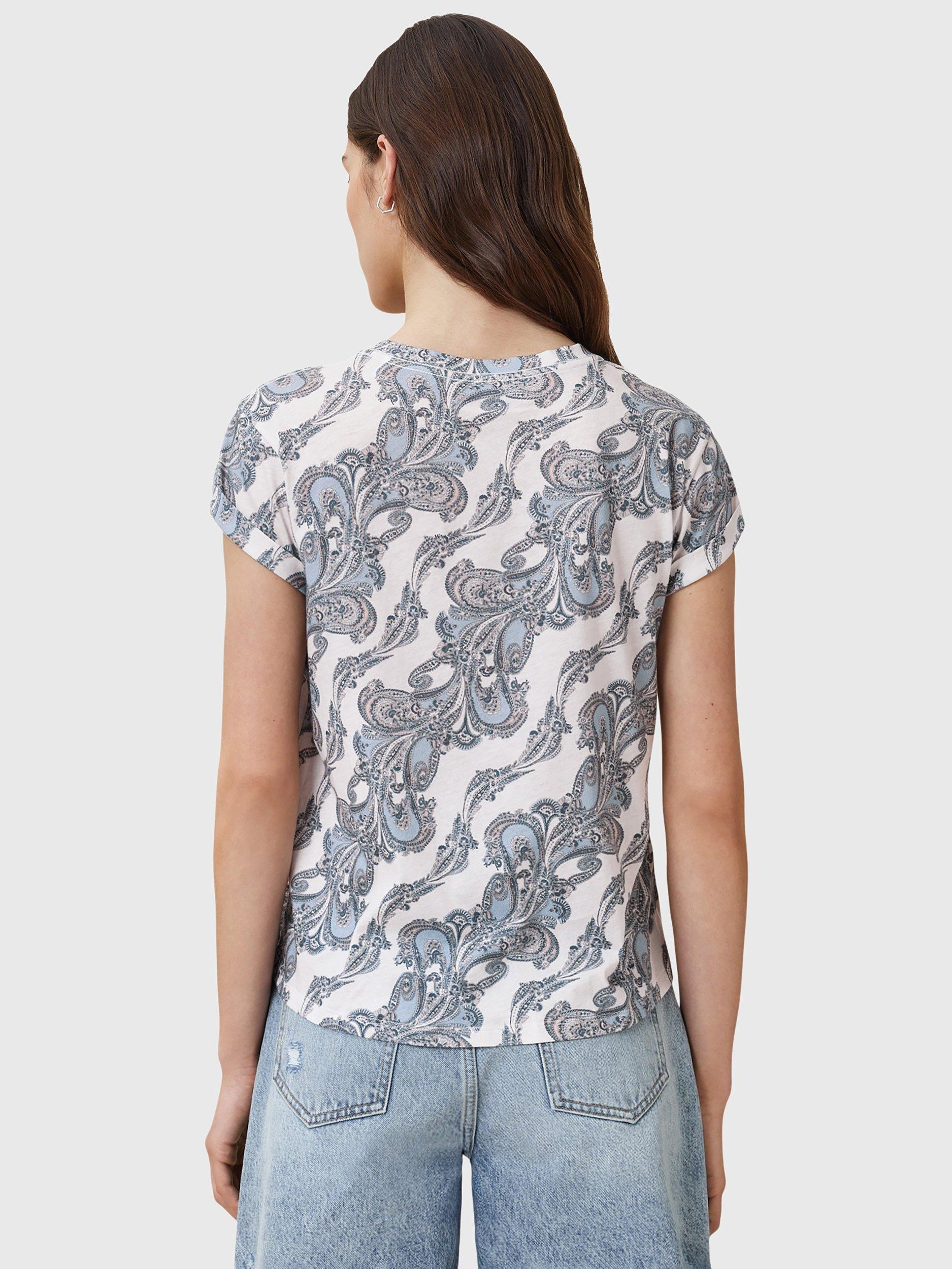 Product image 2 of 6, which shows AllSaints Anna Paisley T-Shirt, Lita Blue/Multi, L