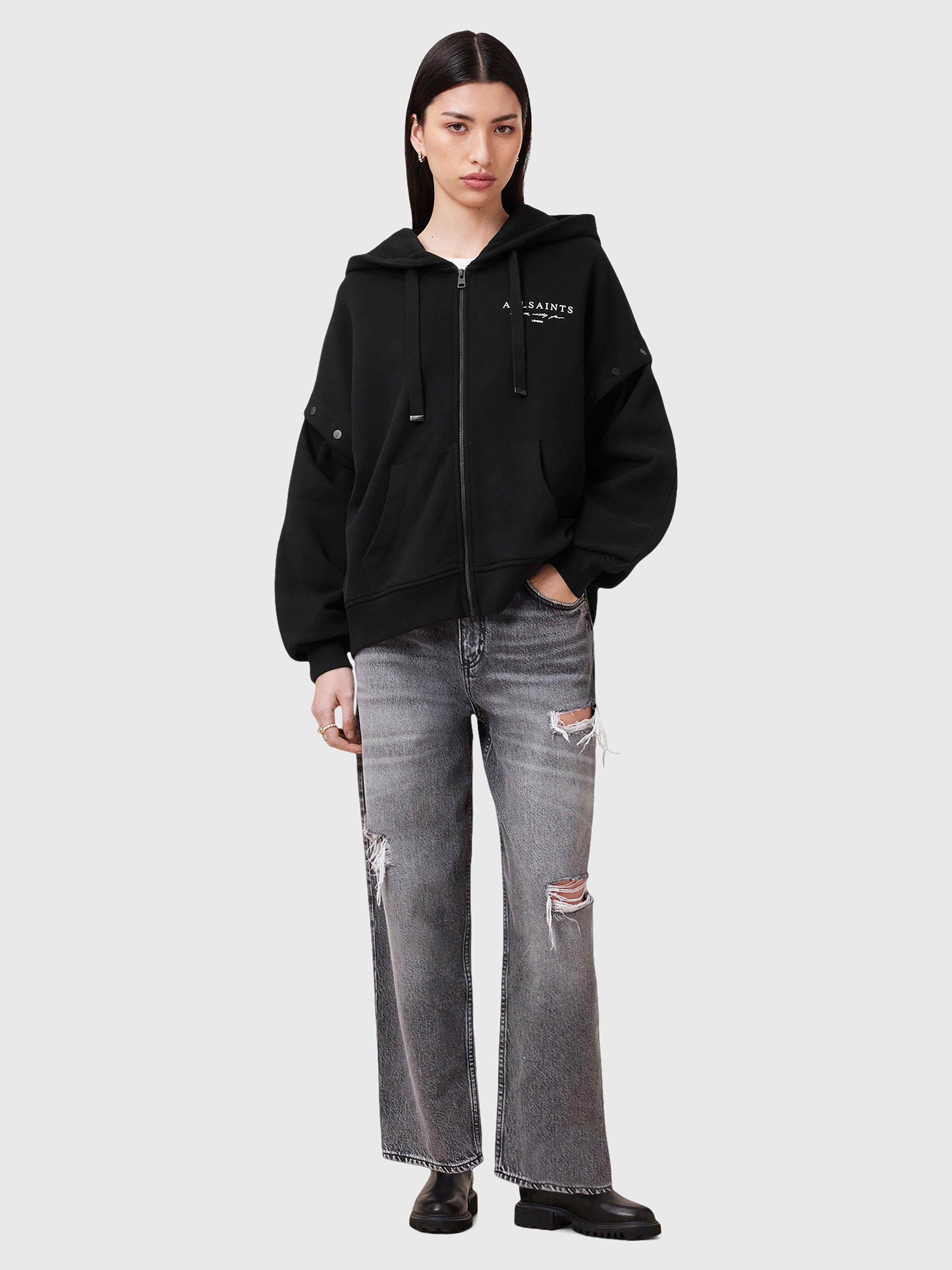 Product image 3 of 8, which shows AllSaints Aroma Amphia Graphic Back Pure Organic Cotton Hoodie, Black, L