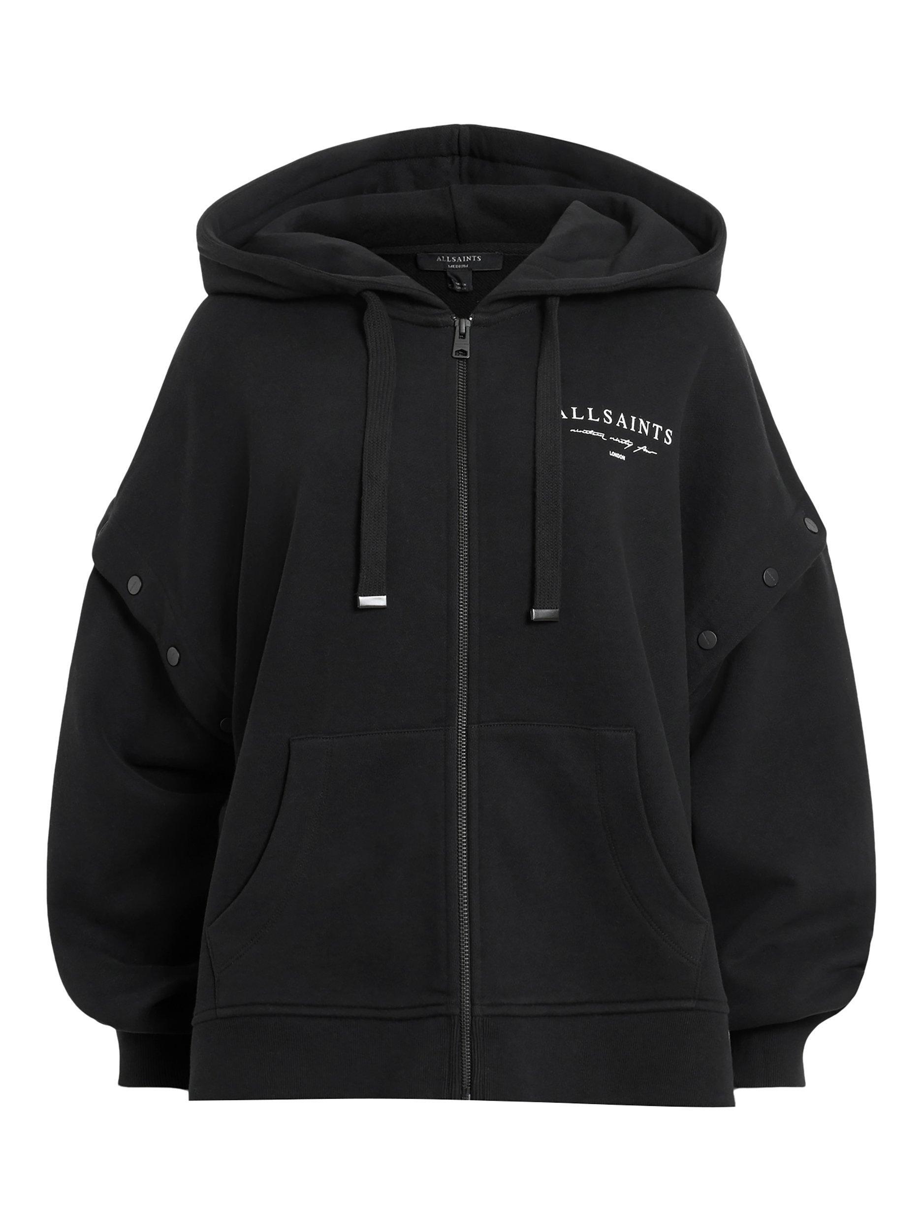 Product image 4 of 8, which shows AllSaints Aroma Amphia Graphic Back Pure Organic Cotton Hoodie, Black, L