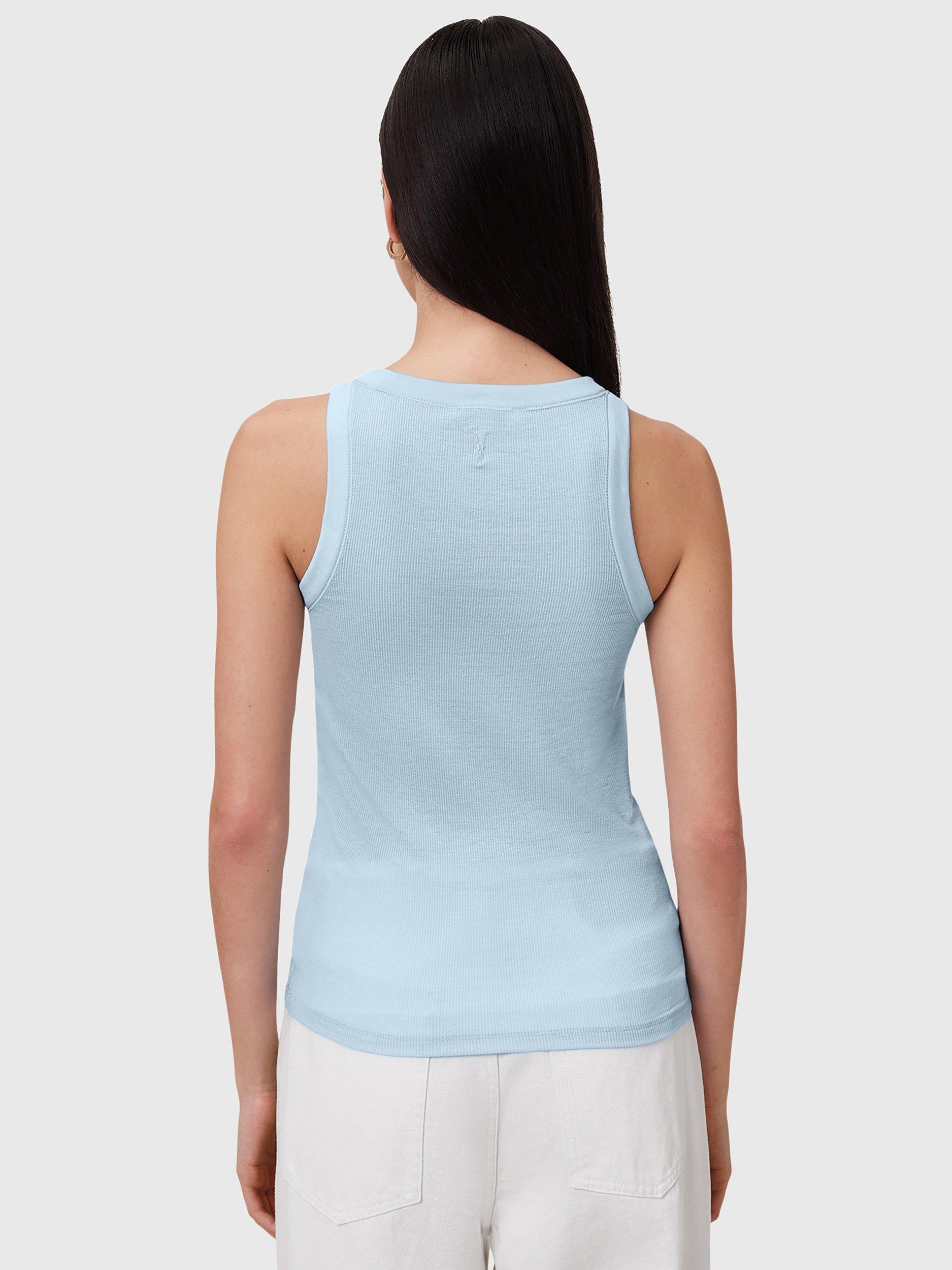Product image 2 of 7, which shows AllSaints Rina Ribbed Tank Top, Powder Blue, S